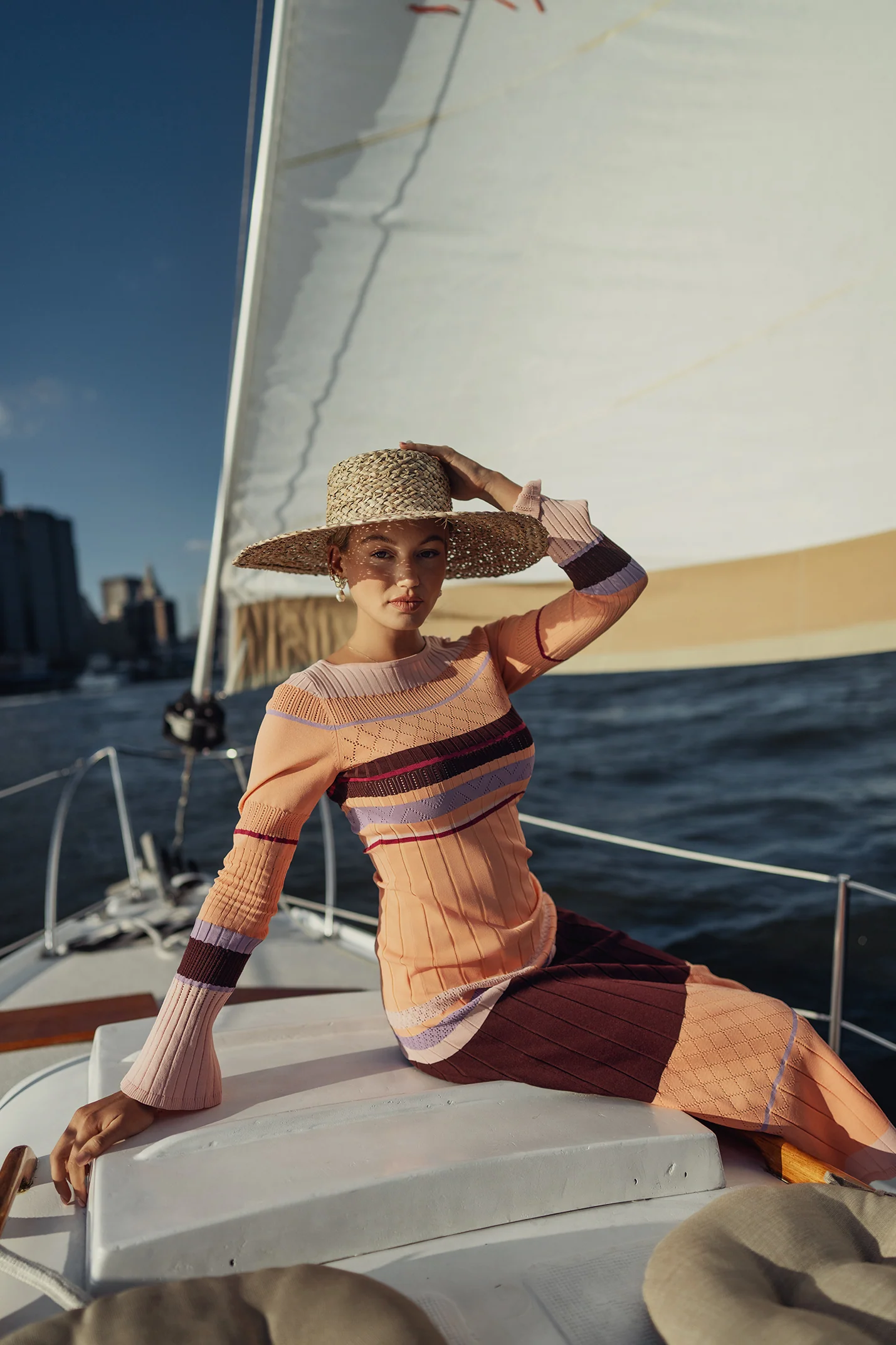 Ellie Makir Chromatic Knit Dress Sunset