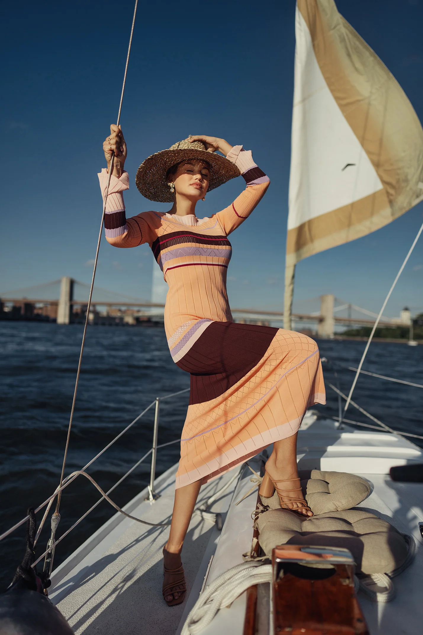 Ellie Makir Chromatic Knit Dress Sunset - Image 2