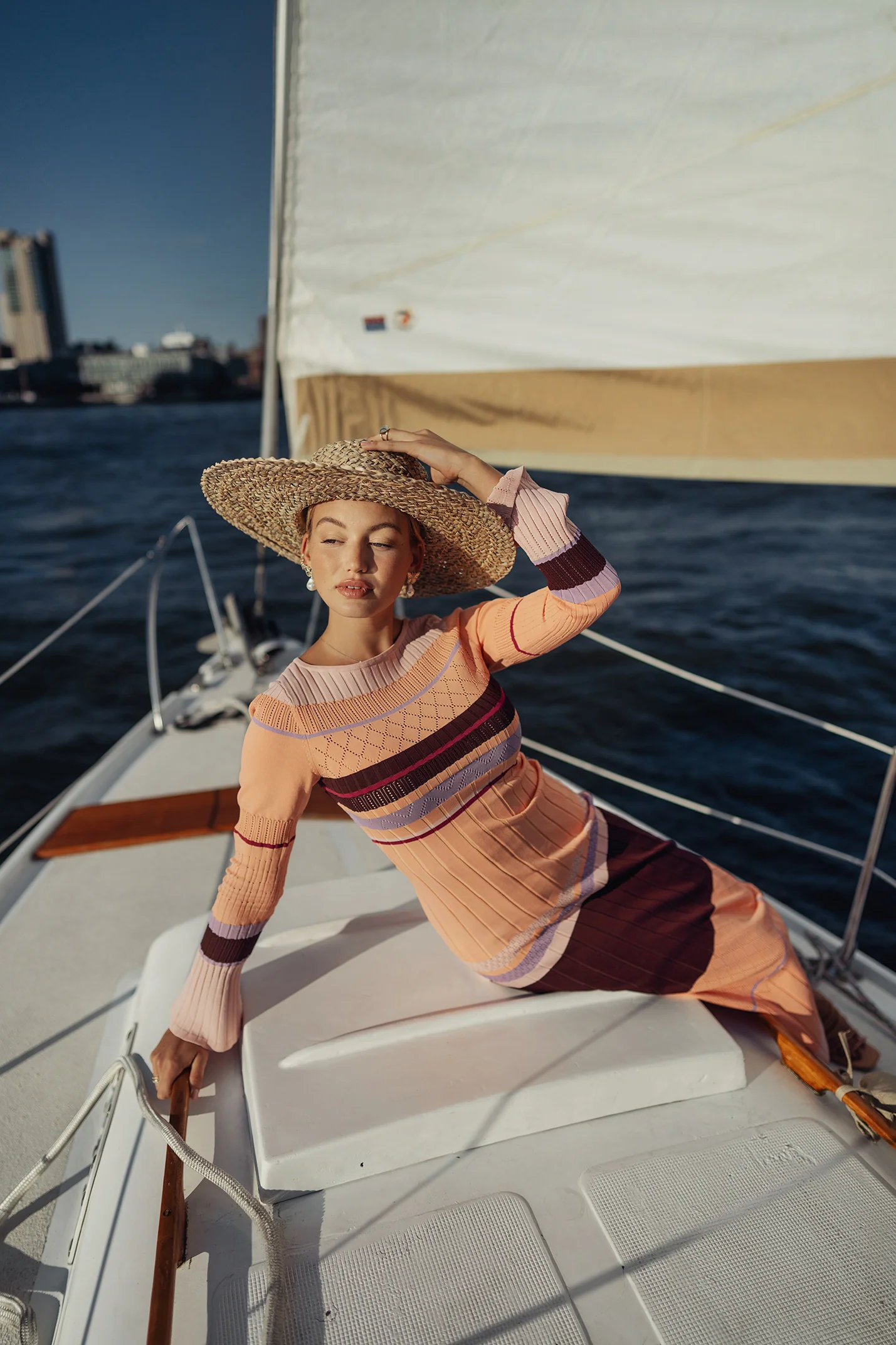 Ellie Makir Chromatic Knit Dress Sunset - Image 3