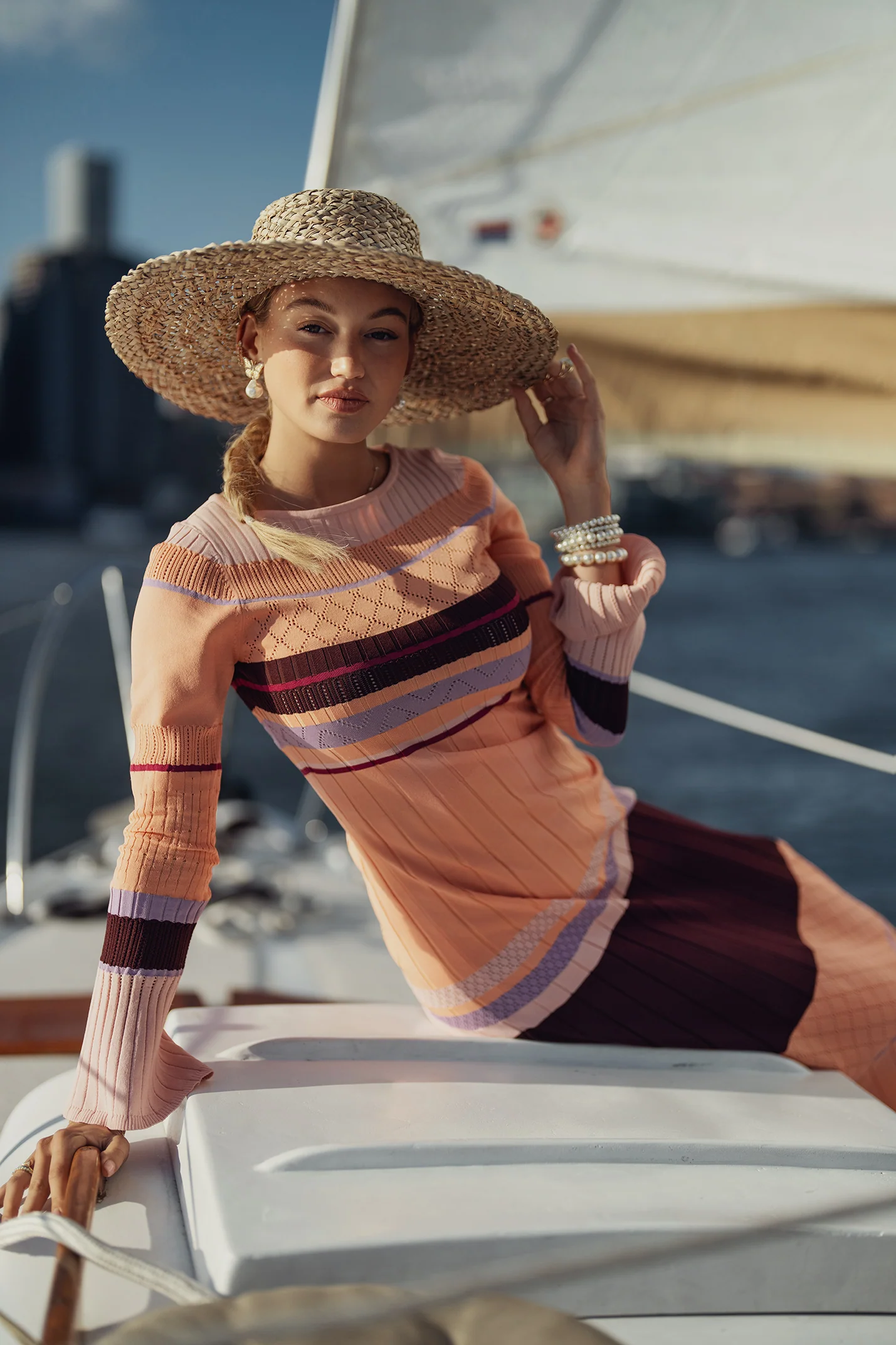 Ellie Makir Chromatic Knit Dress Sunset - Image 4