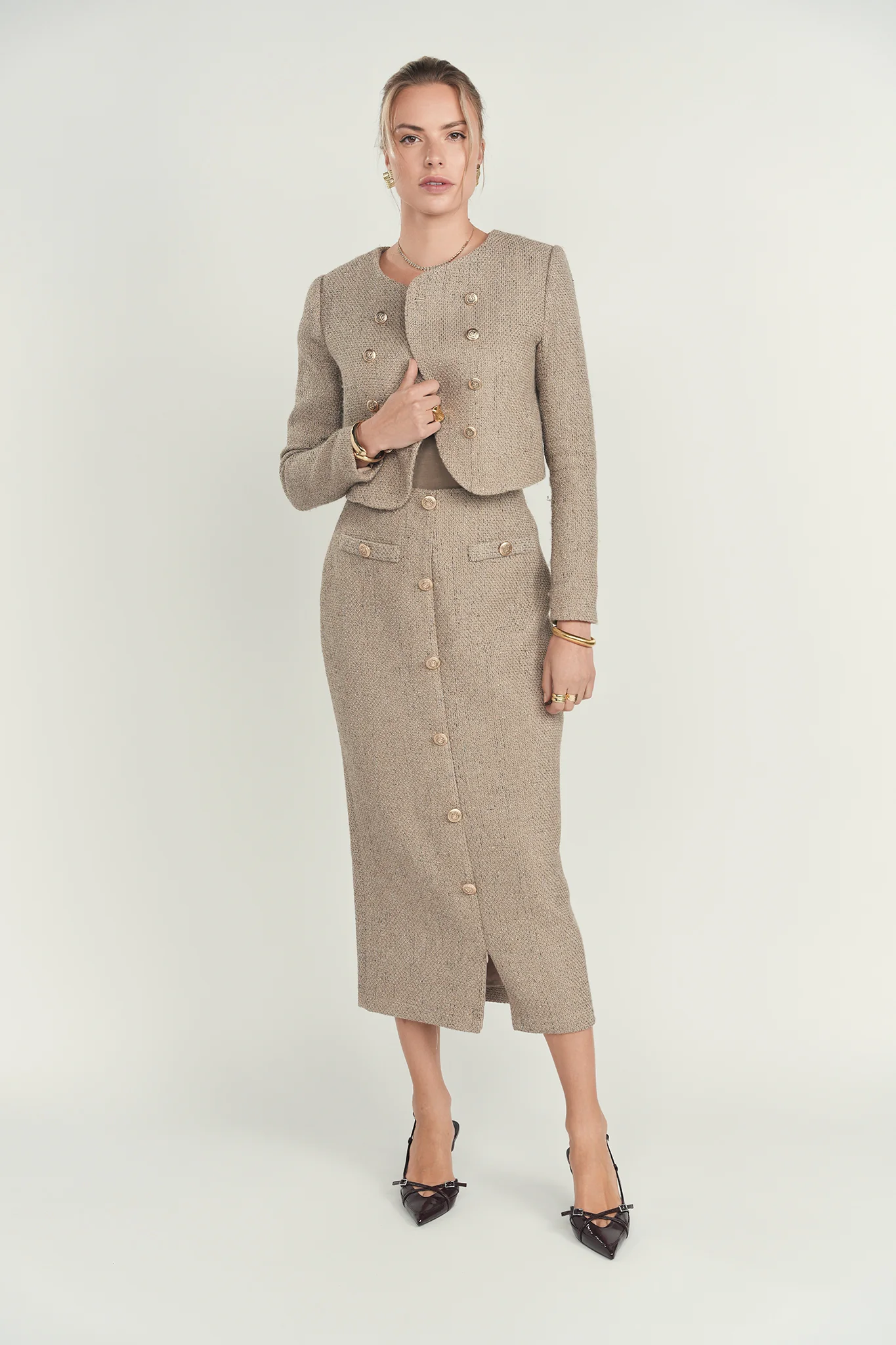 Ellie Makir Column Tweed Skirt - Image 2
