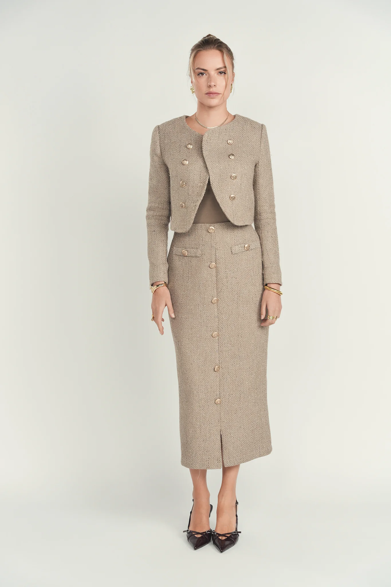 Ellie Makir Column Tweed Skirt - Image 3