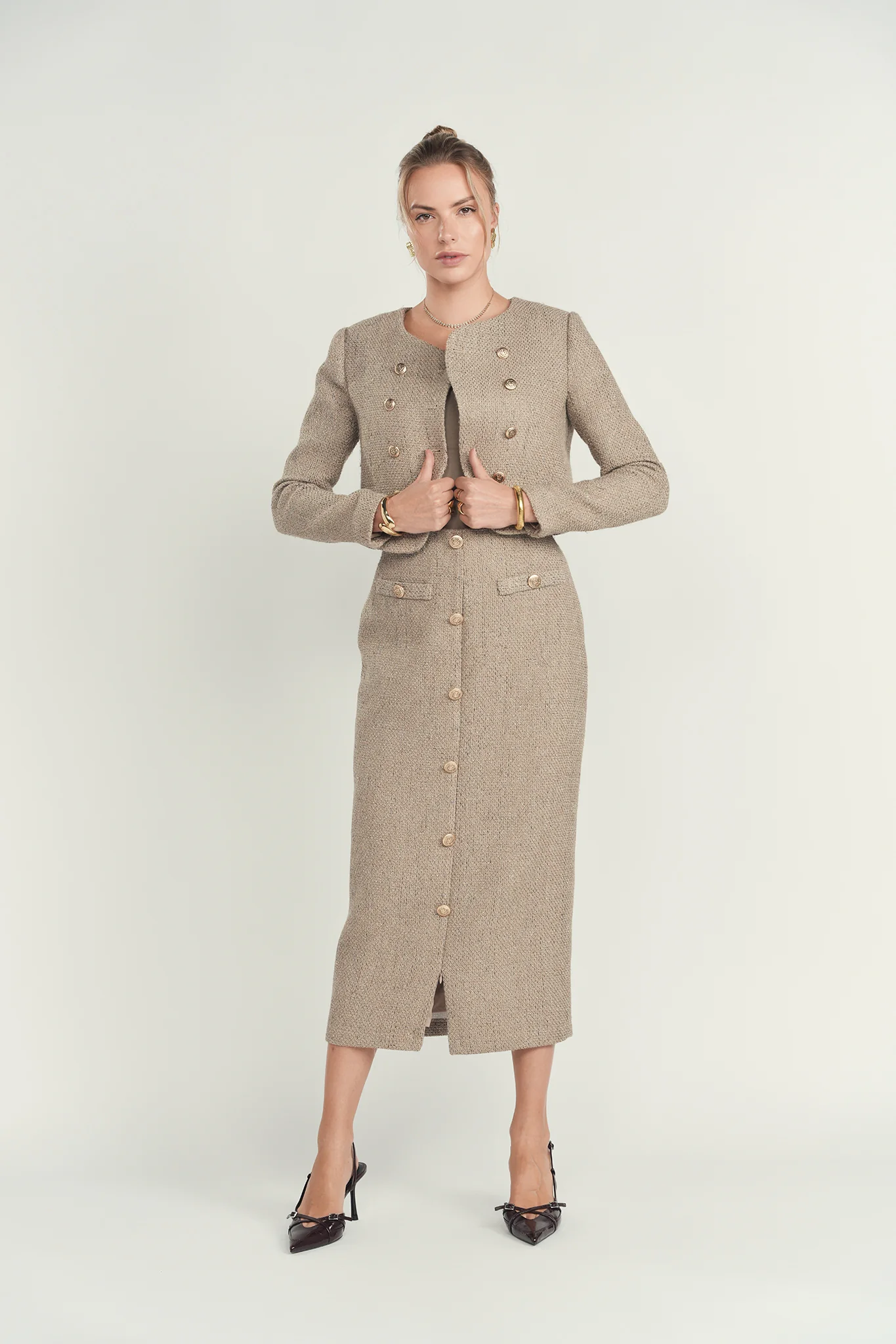 Ellie Makir Column Tweed Skirt - Image 4