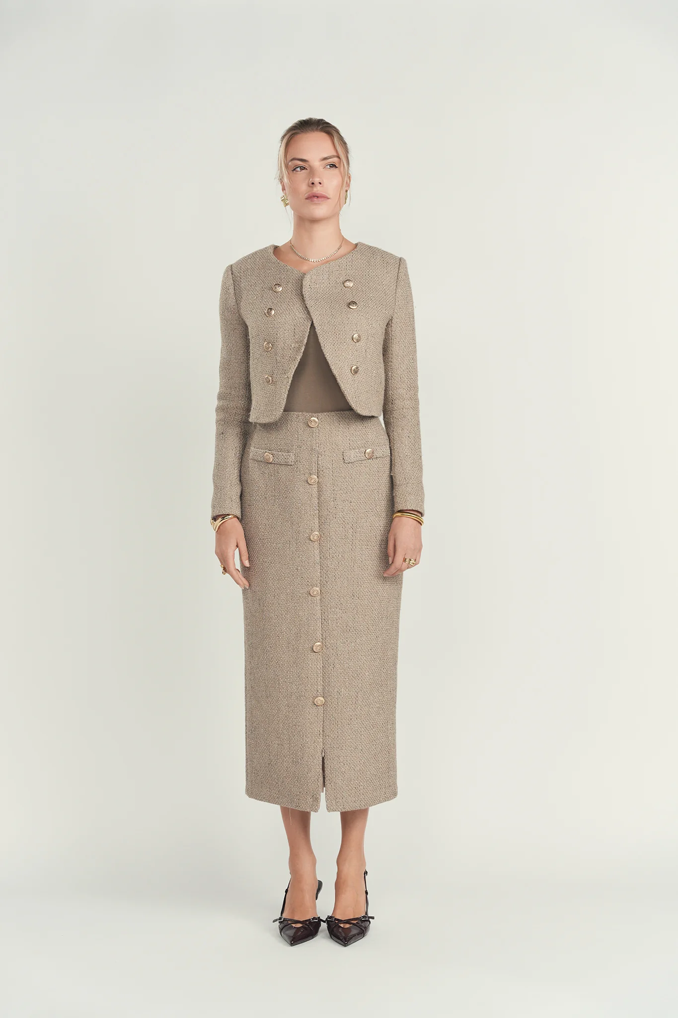 Ellie Makir Column Tweed Skirt - Image 5