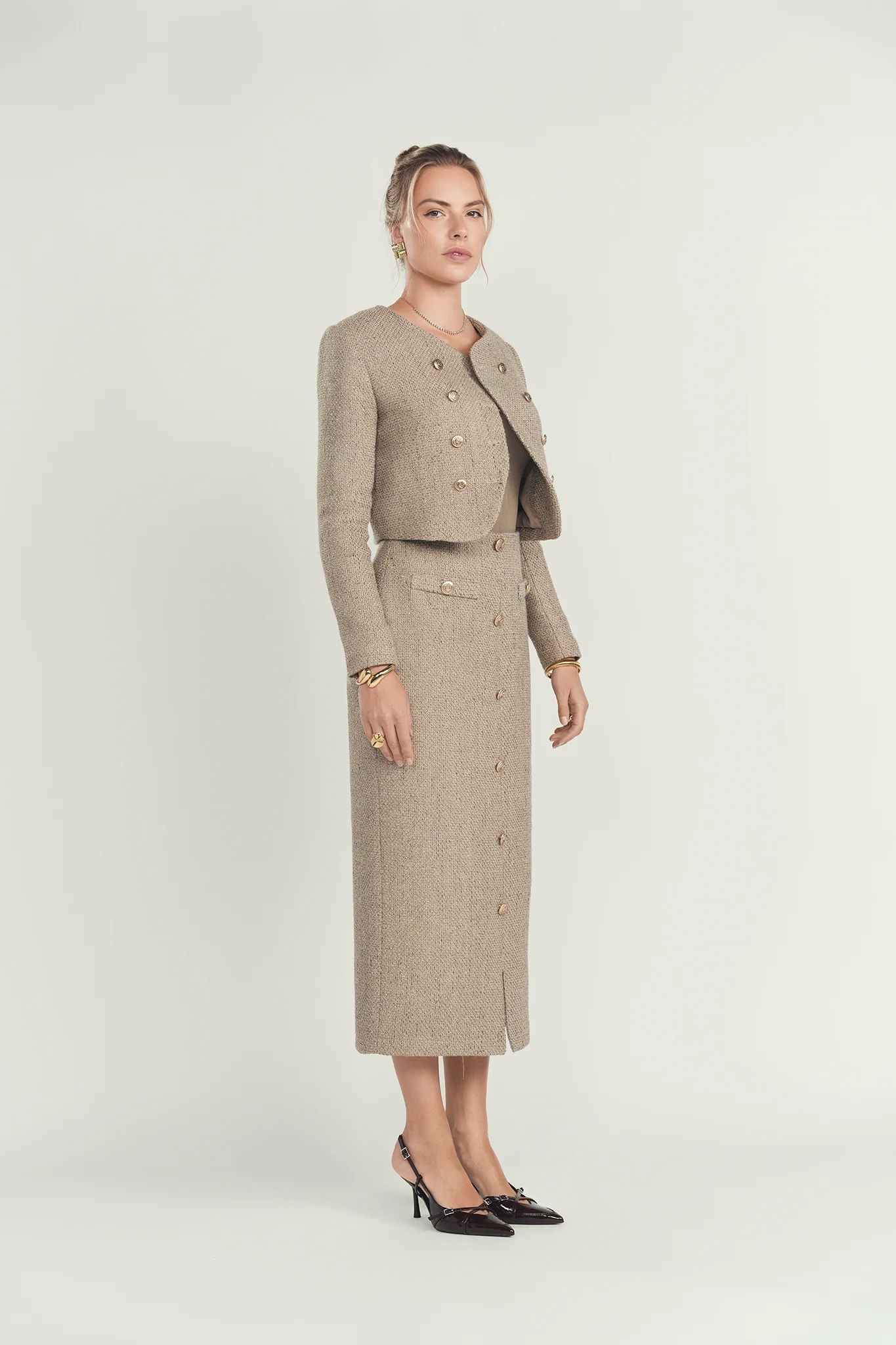 Ellie Makir Column Tweed Skirt - Image 6