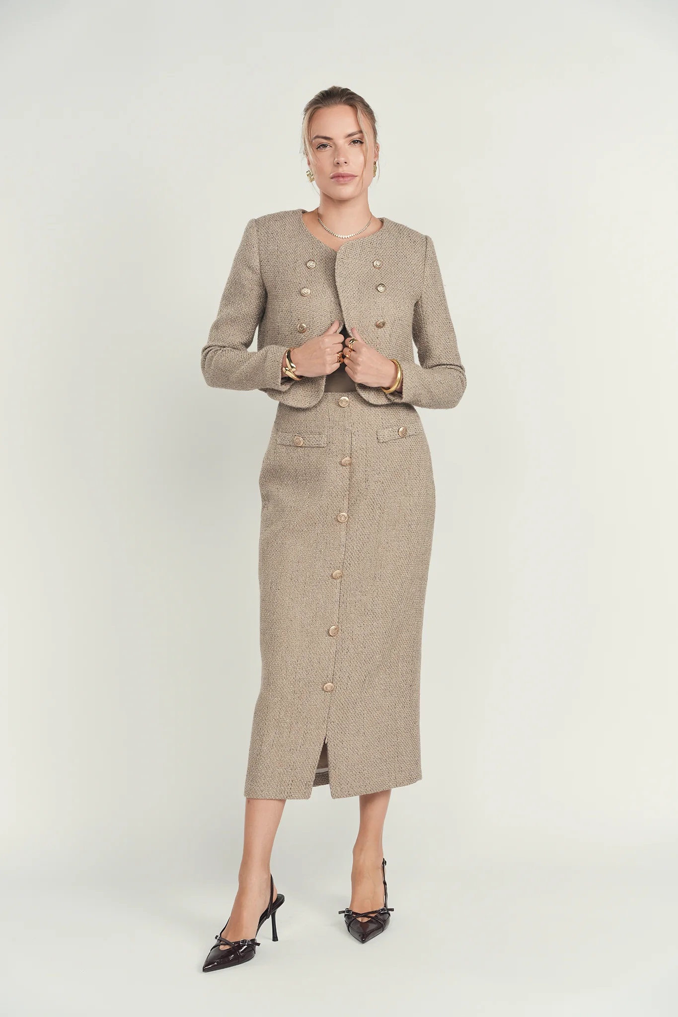Ellie Makir Column Tweed Skirt - Image 7