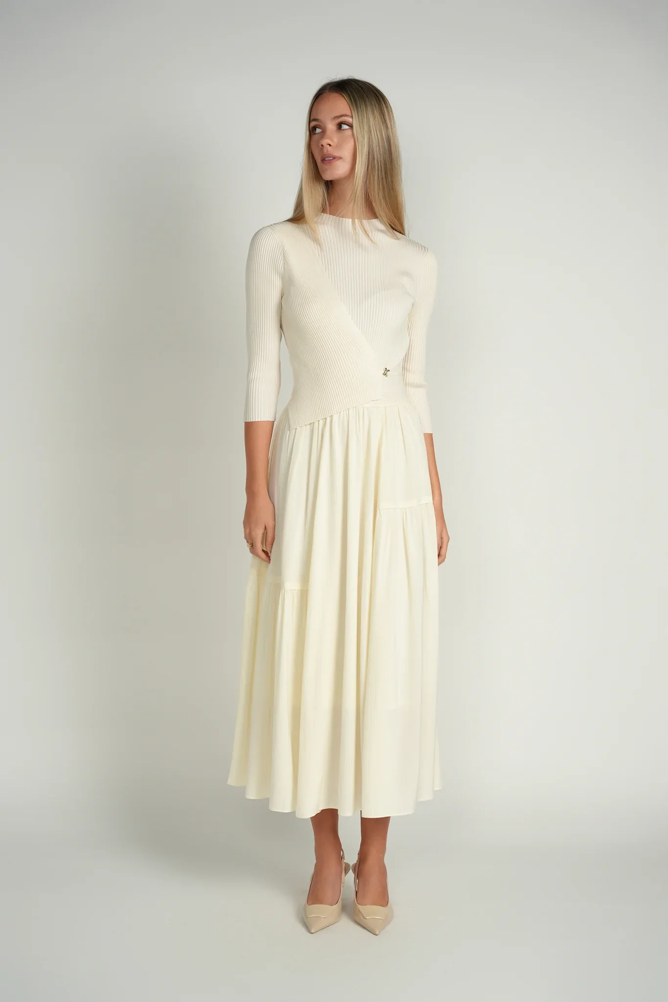 Ellie Makir Contrast Knit Midi Dress - Image 4