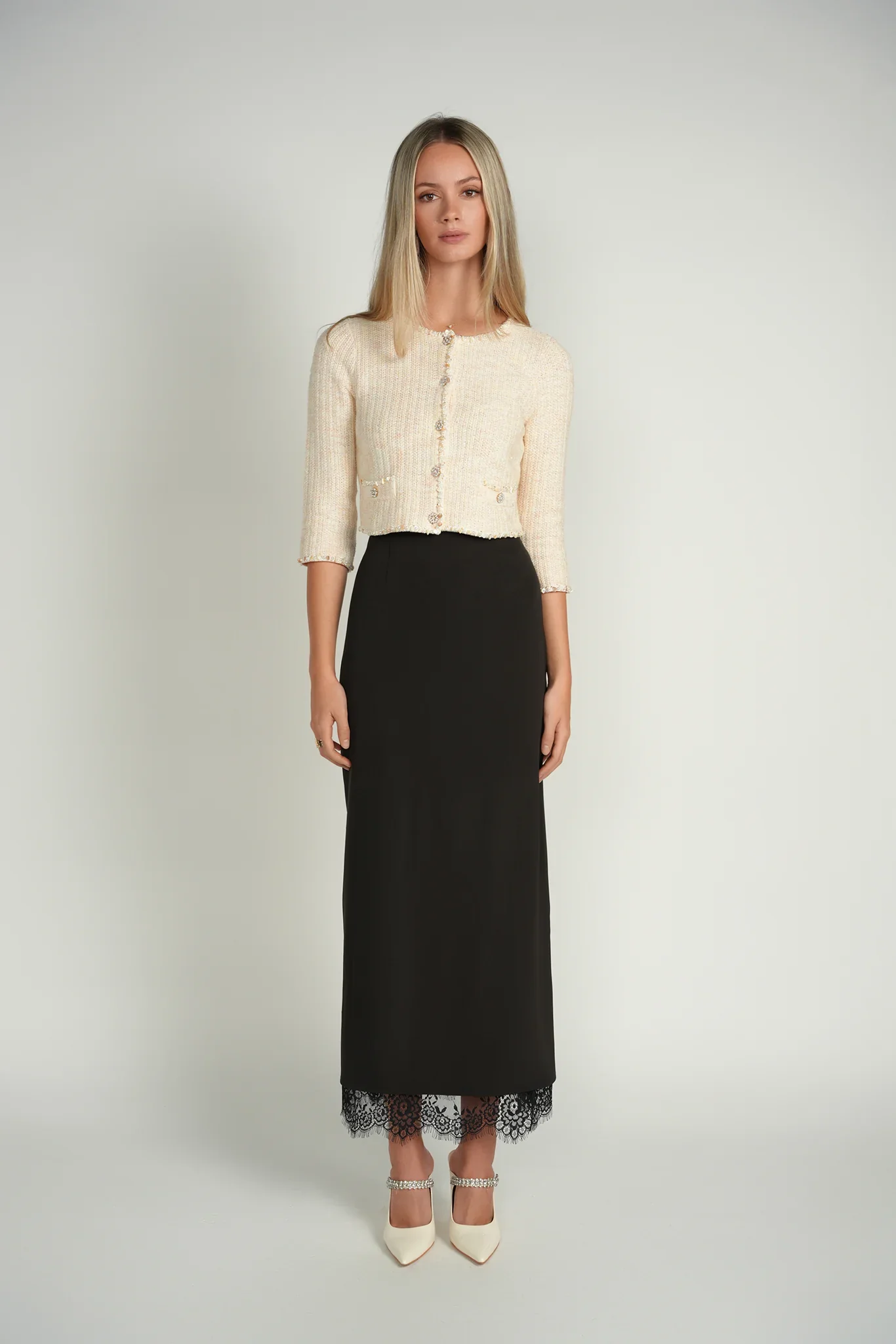 Ellie Makir Lace Detail Maxi Skirt