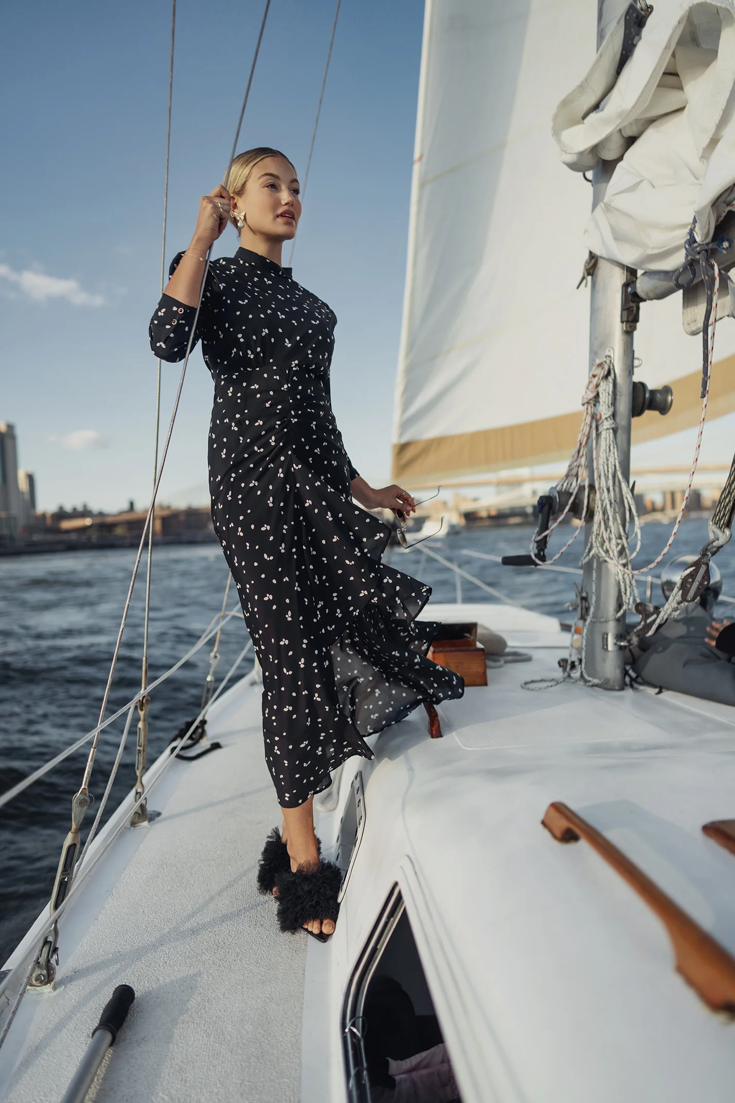 Ellie Makir Noir Petal Ruched Dress - Image 4