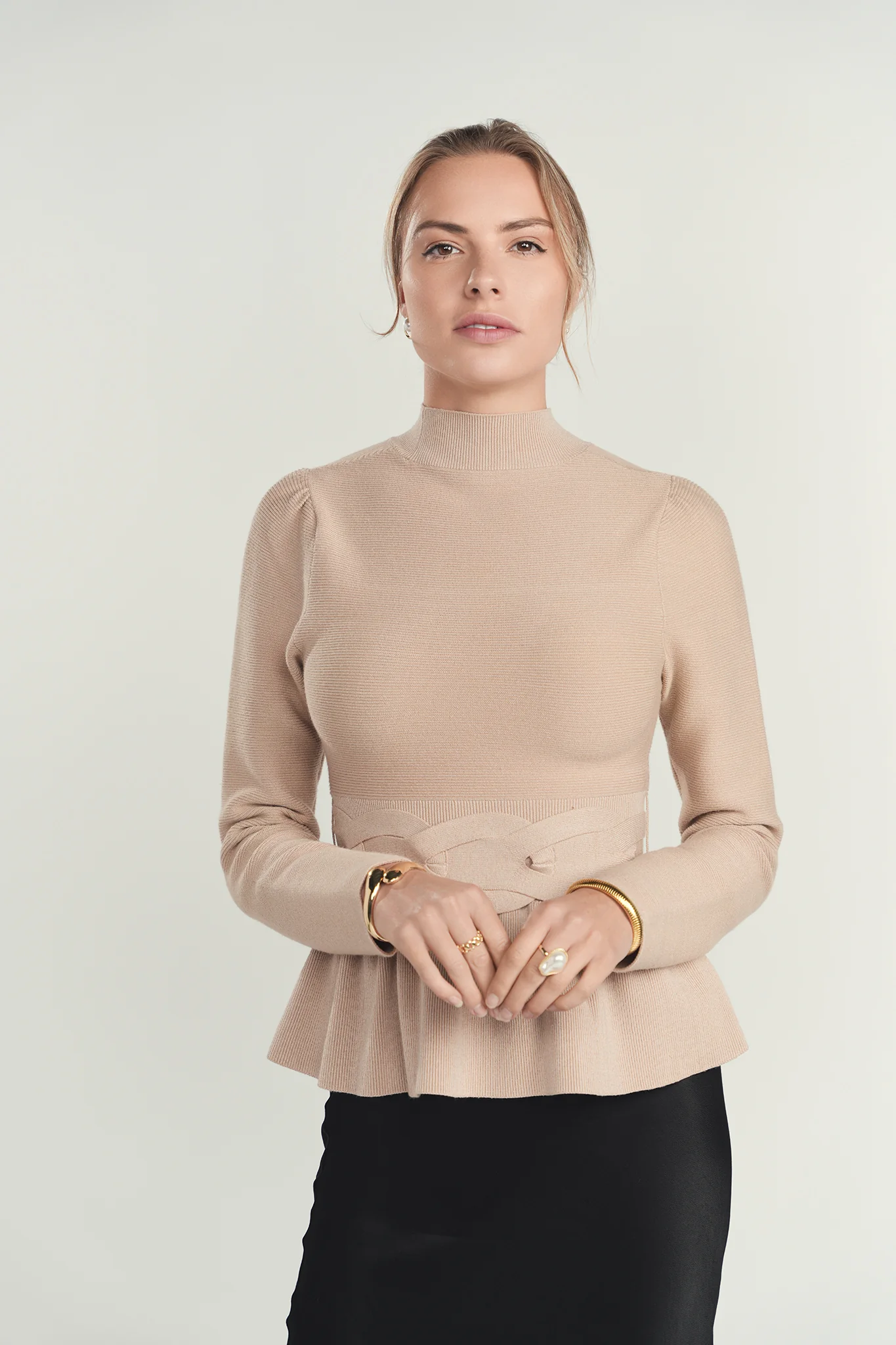 Ellie Makir Shimmer Peplum Sweater - Image 2