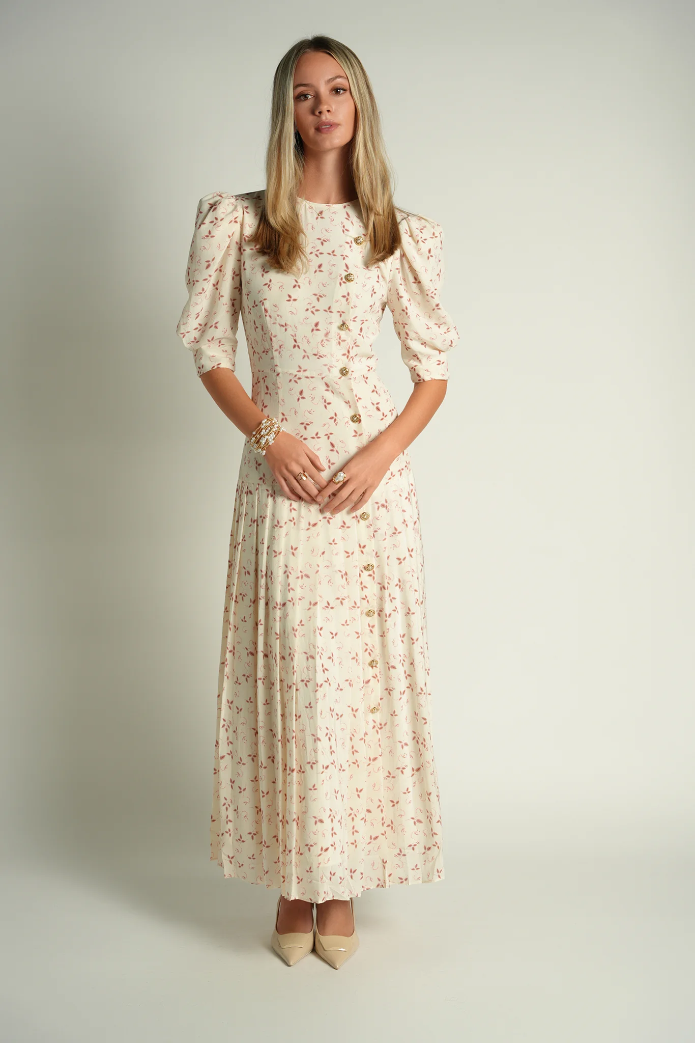 Ellie Makir Silk Aline Pleated Dress