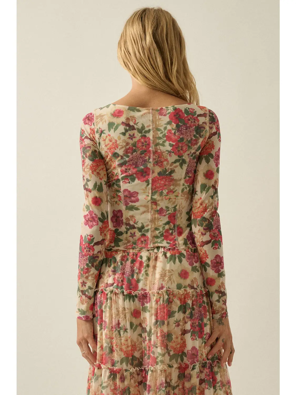 Floral Mesh Seamed Top - Image 4