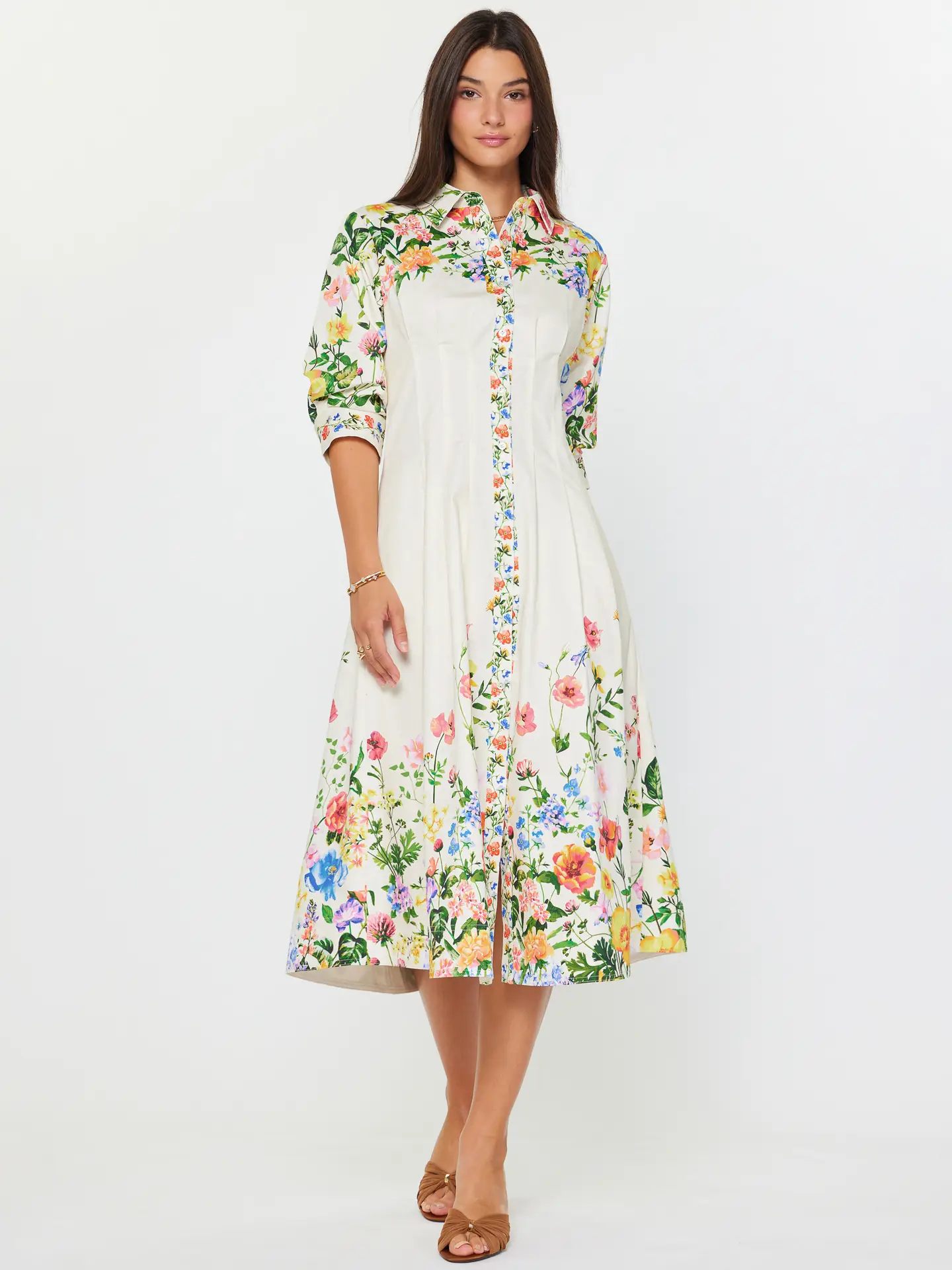 Floral Printed Button Down Midi Dress - Image 2