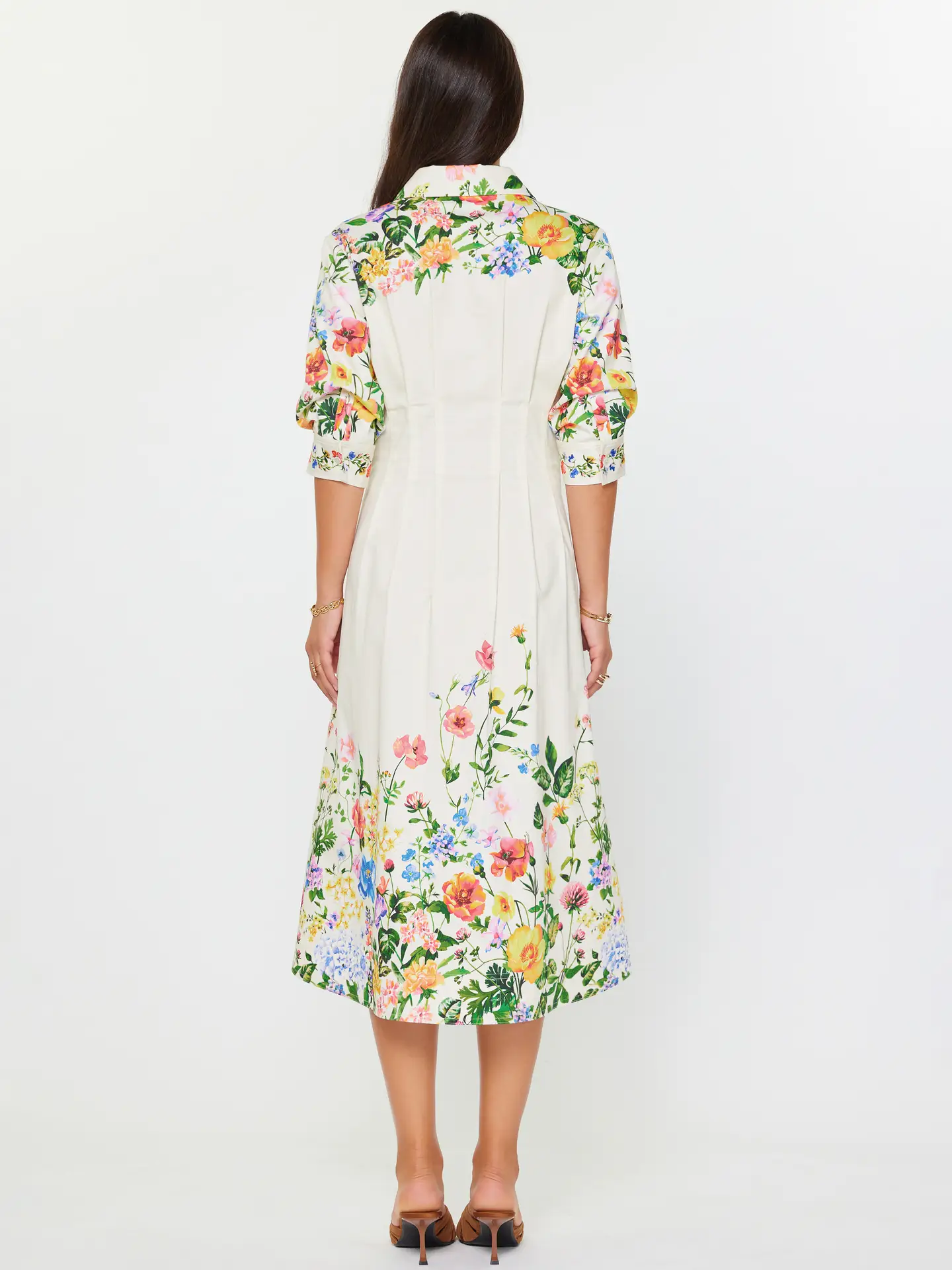 Floral Printed Button Down Midi Dress - Image 4