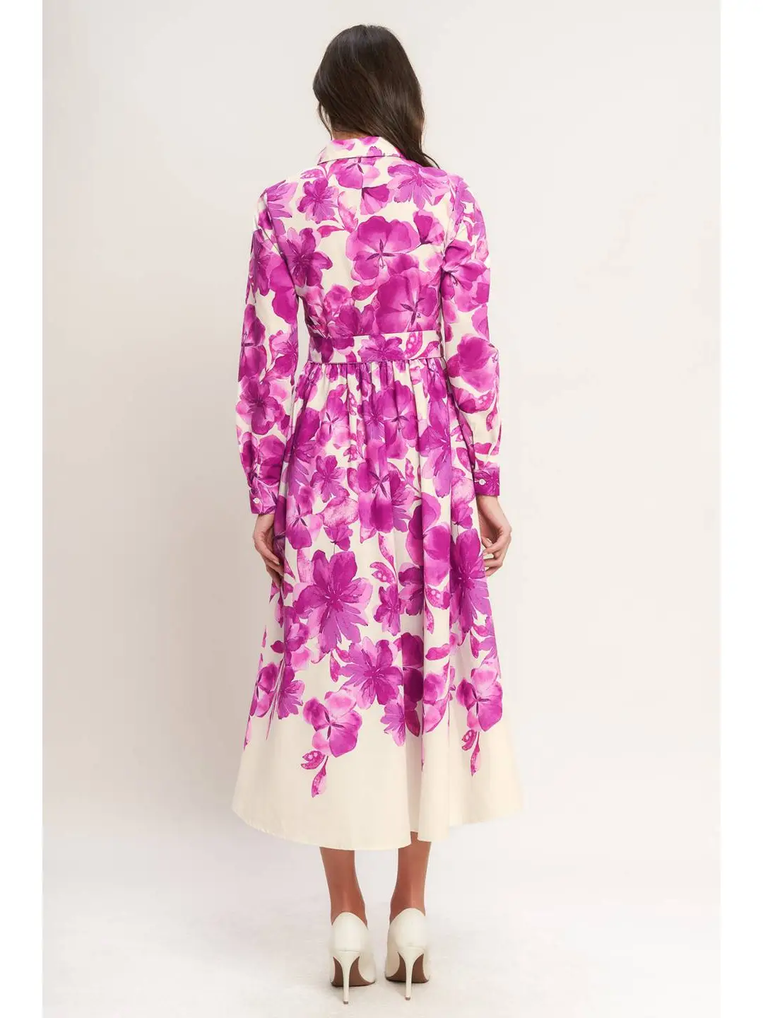 Floral Woven Midi Shirt Dress - Image 4