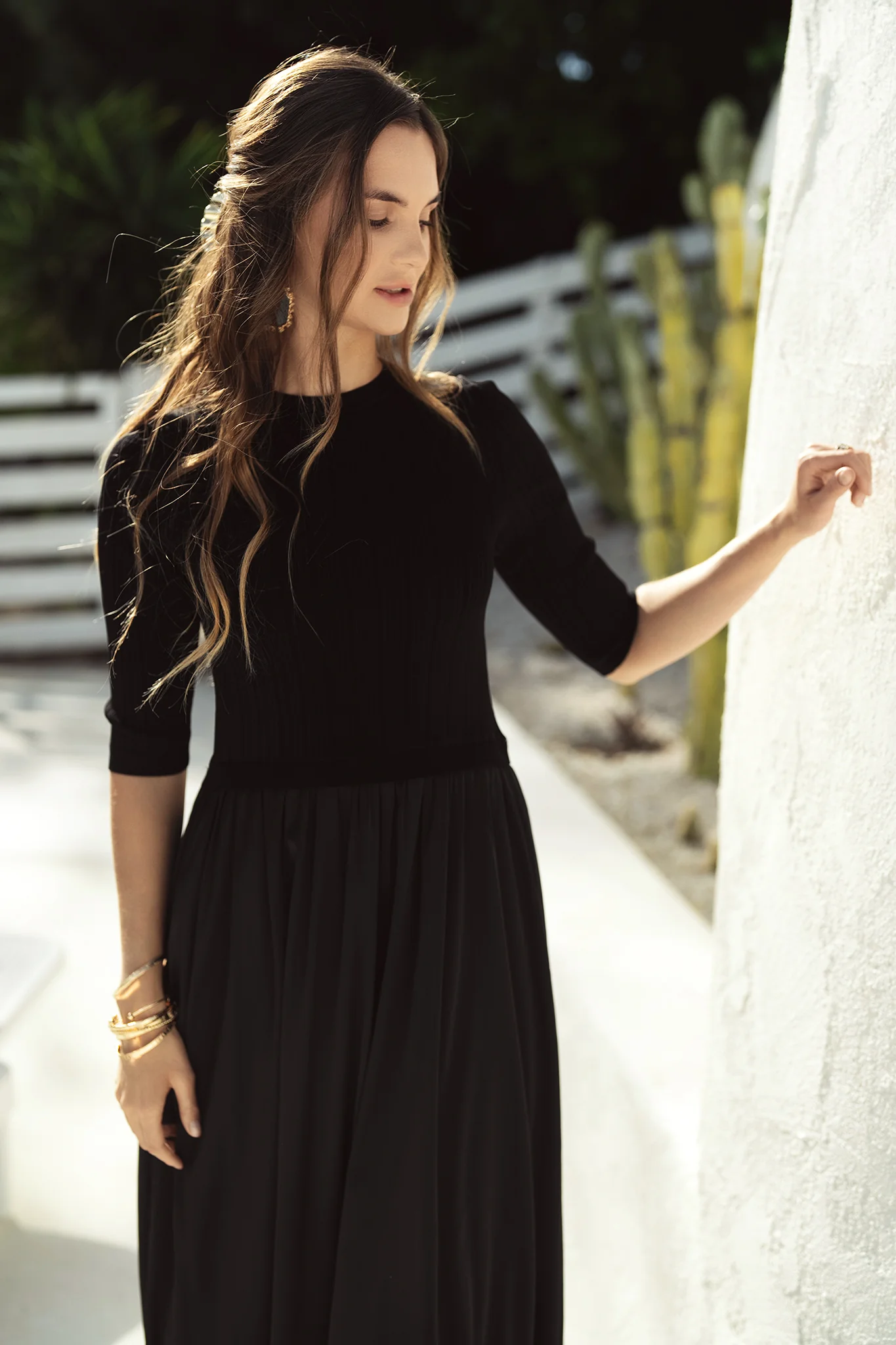 Knit/Satin Combo Maxi Black - Image 2