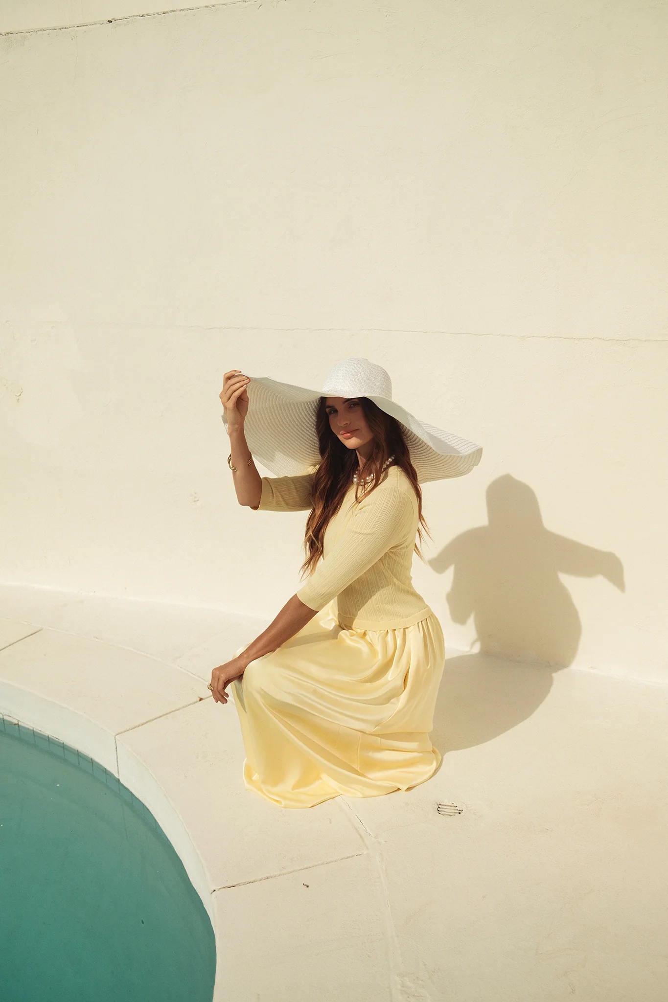 Knit/Satin Combo Maxi Butter Yellow - Image 3