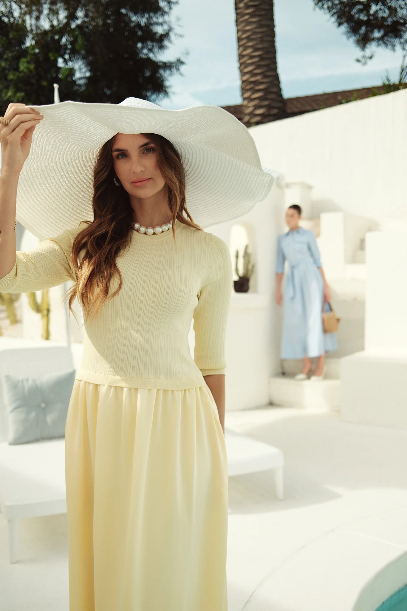 Knit/Satin Combo Maxi Butter Yellow - Image 6