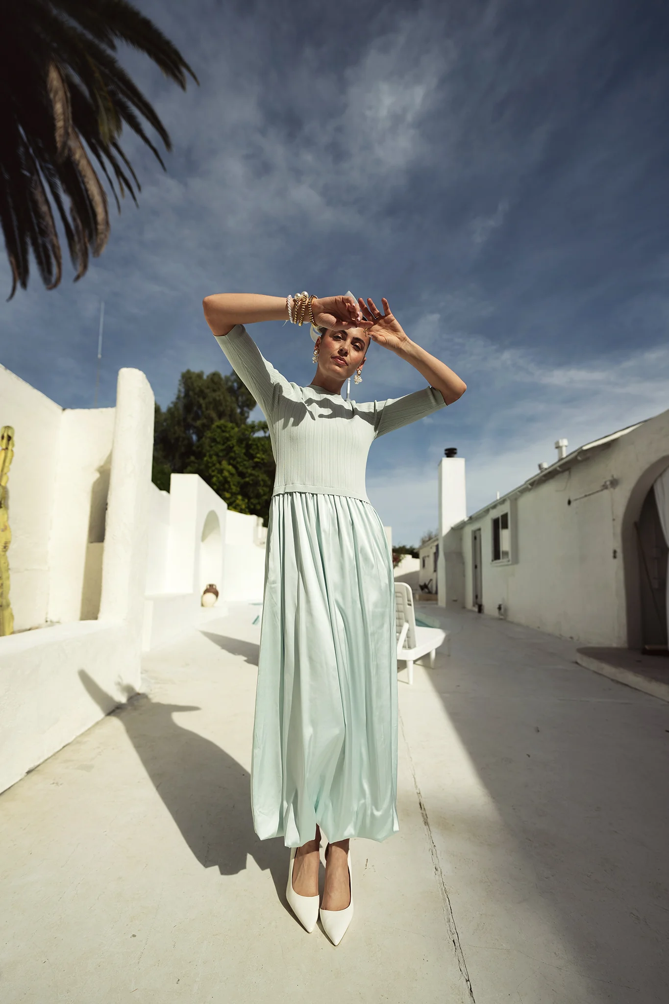 Knit/Satin Combo Maxi Powder Blue - Image 3