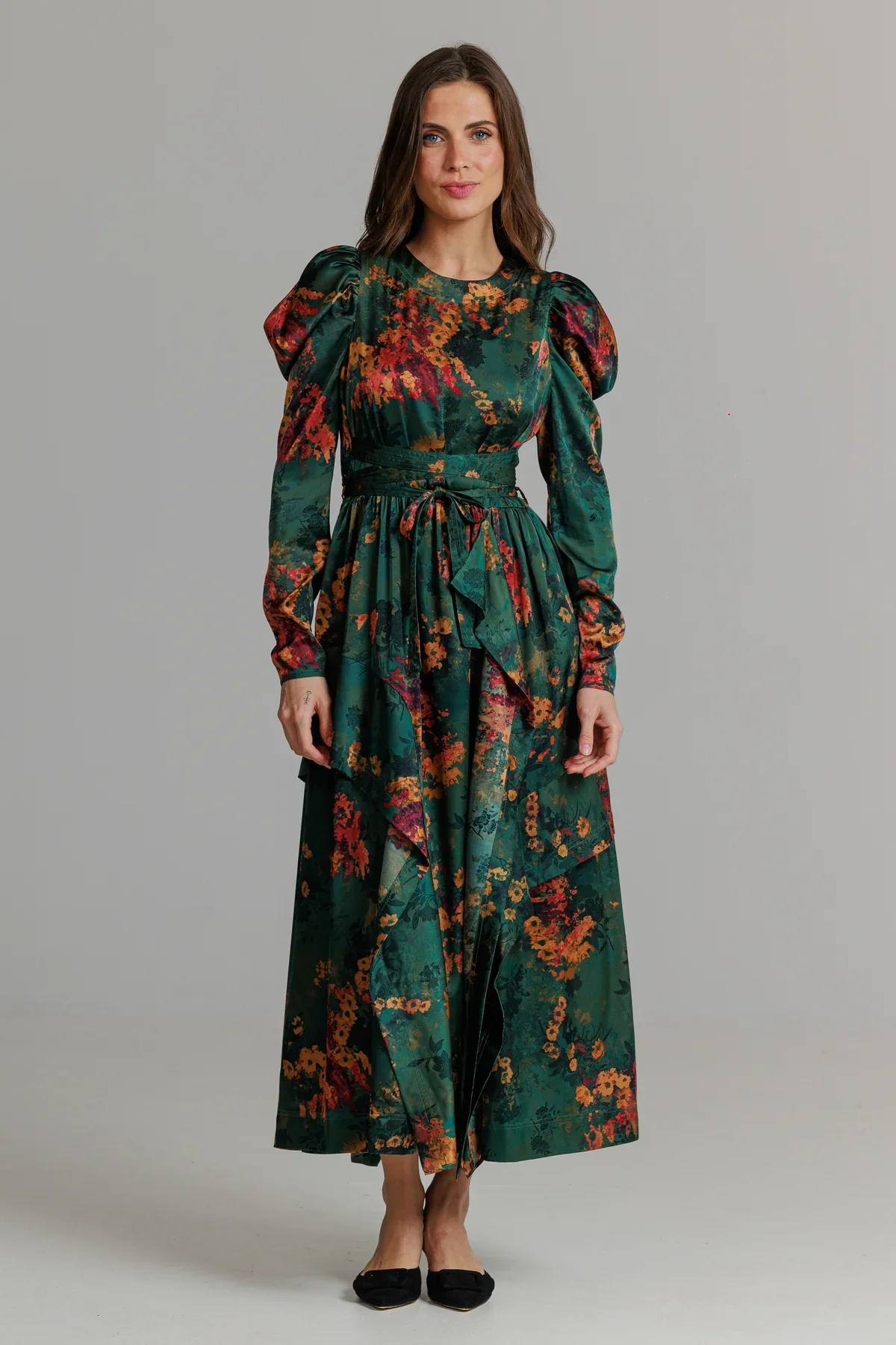 Loup Floral Forest Dress Forest Green - Image 2