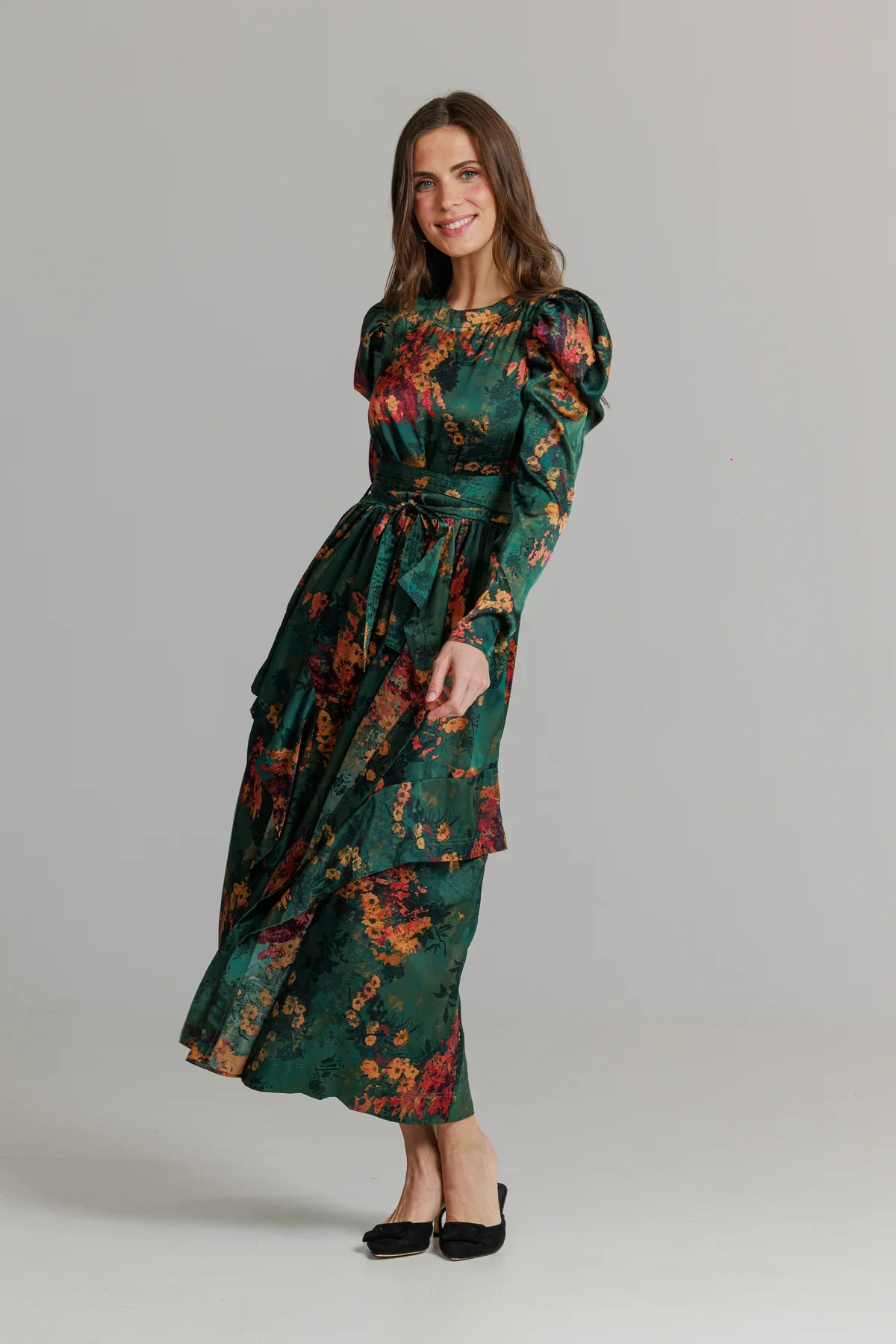 Loup Floral Forest Dress Forest Green - Image 3