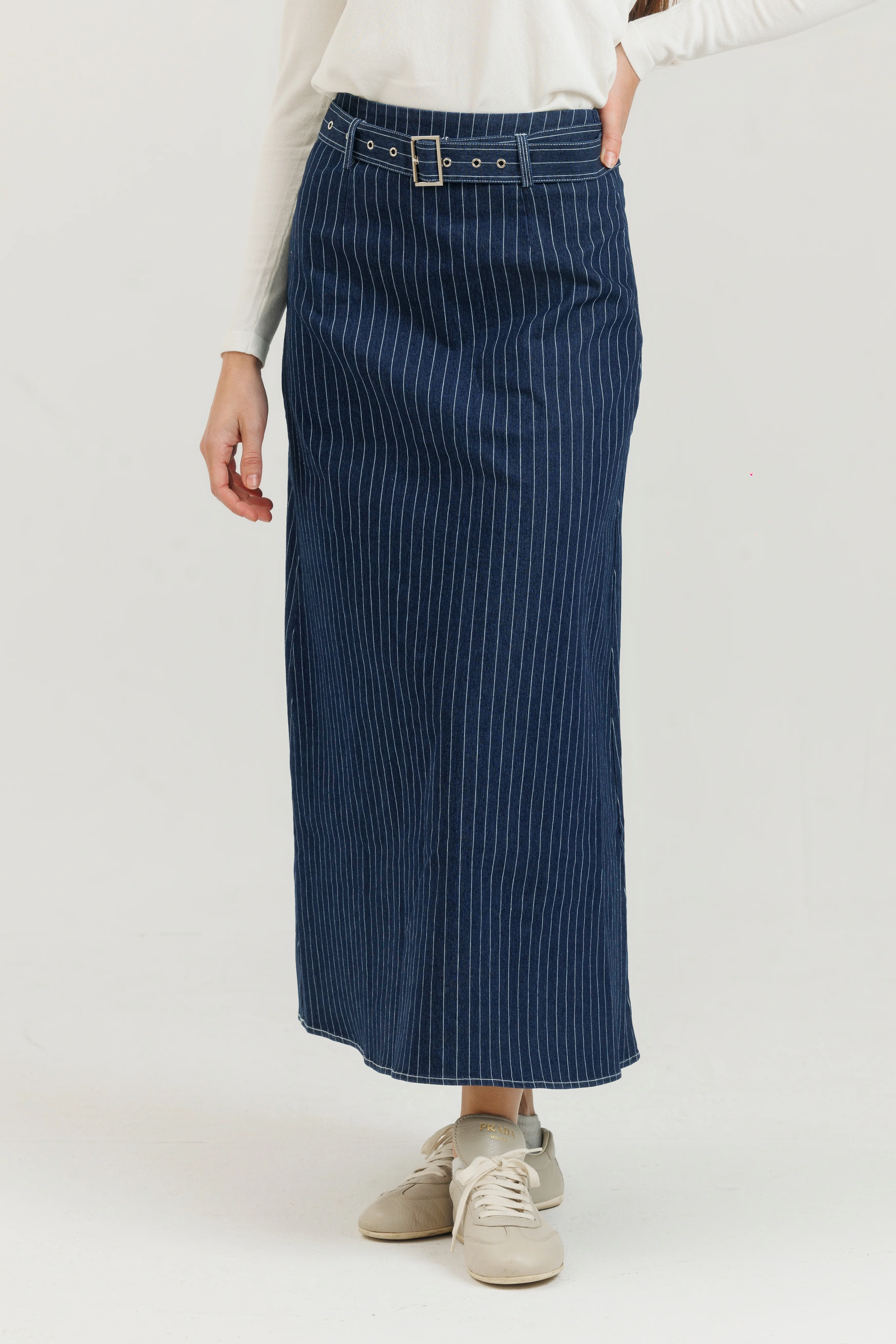Loup Pinstripe Denim Skirt - Image 2