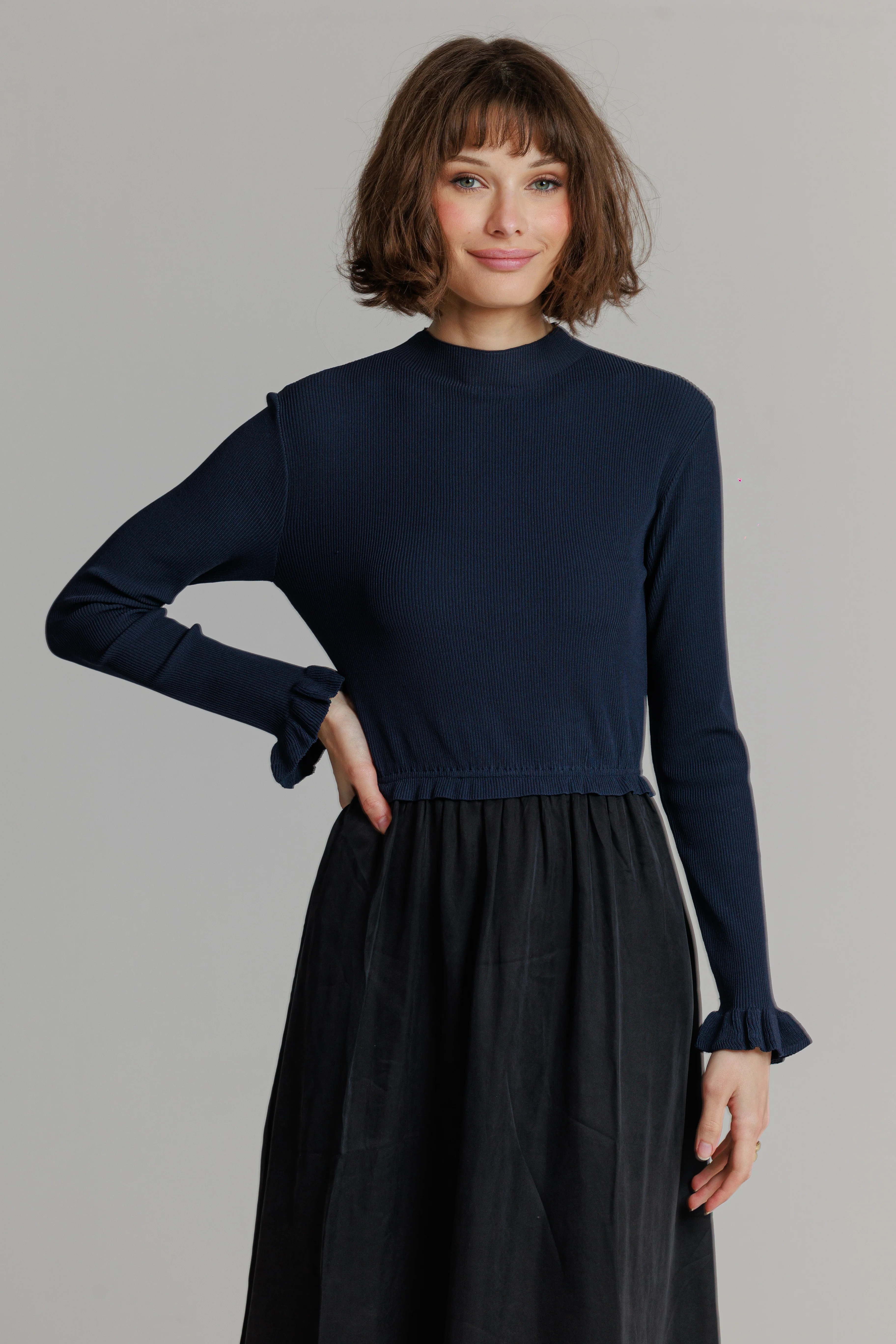 Loup Two Tone Pointelle Maxi Navy/Black - Image 2