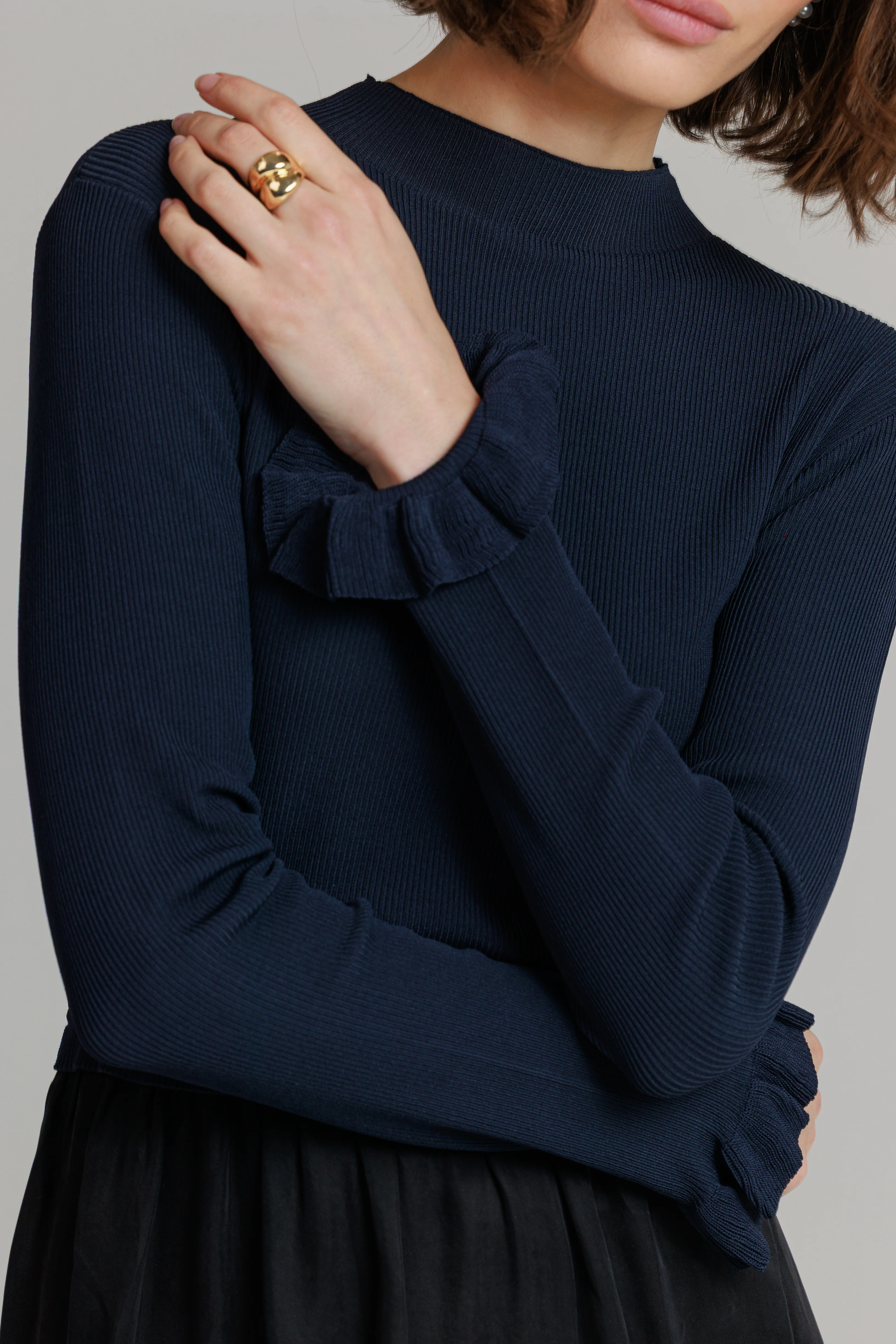 Loup Two Tone Pointelle Maxi Navy/Black - Image 3