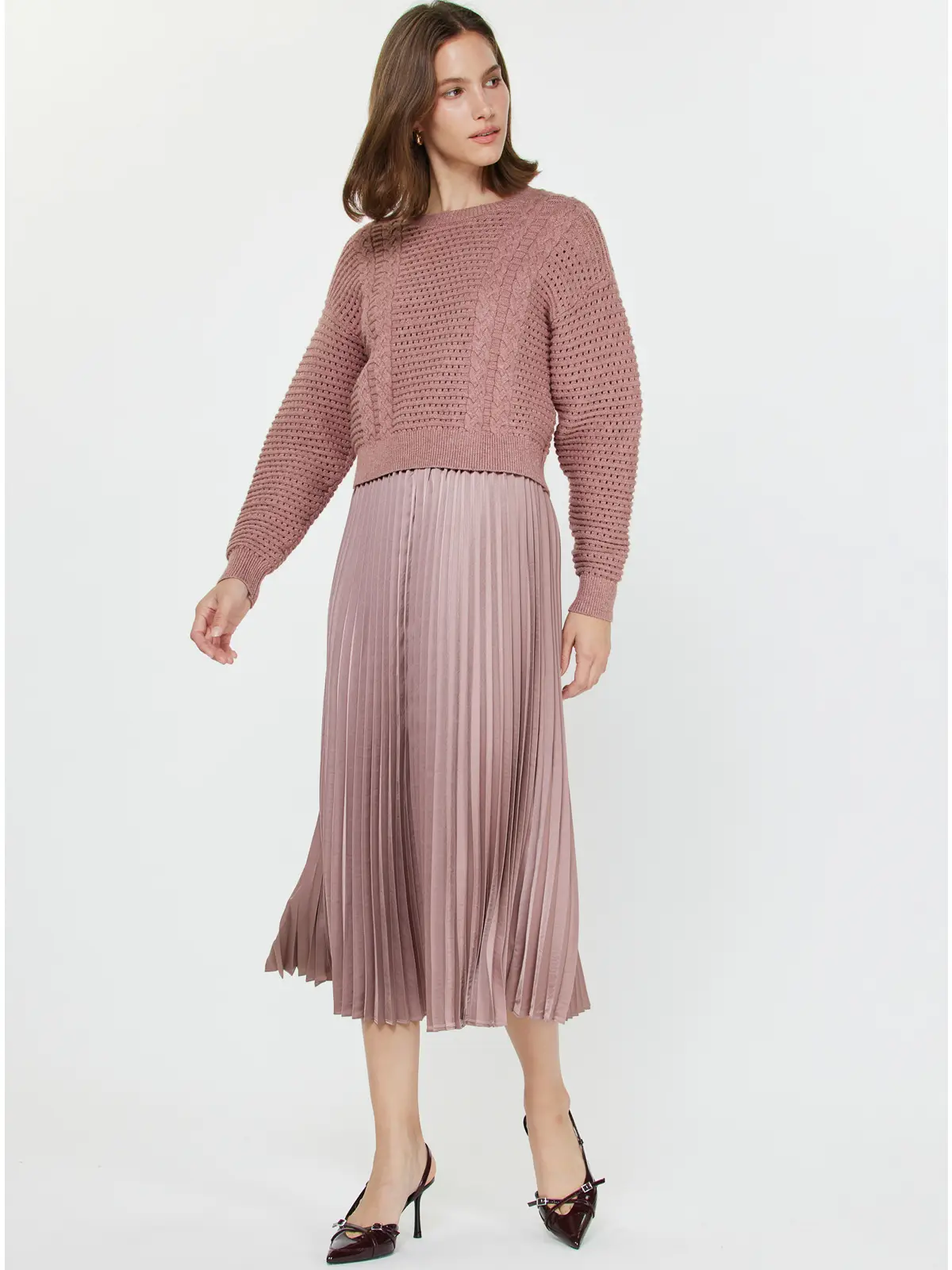 Mila Pullover Sweater & Pleated Dress Set