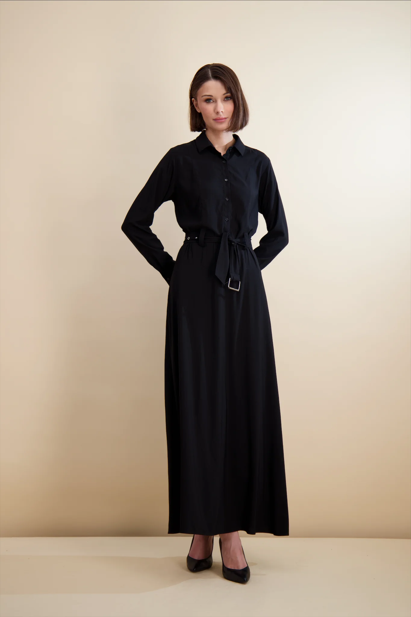 Pashmina Belted Maxi Black - Image 3