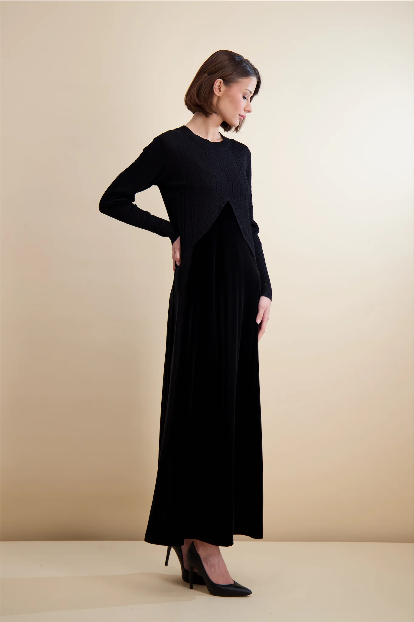 Pashmina Cable Knit Overlay Maxi - Image 6