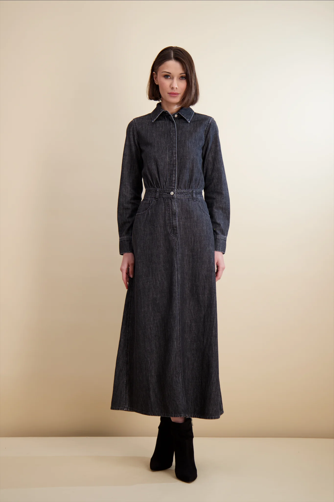Pashmina Denim Utility Dress Black Denim
