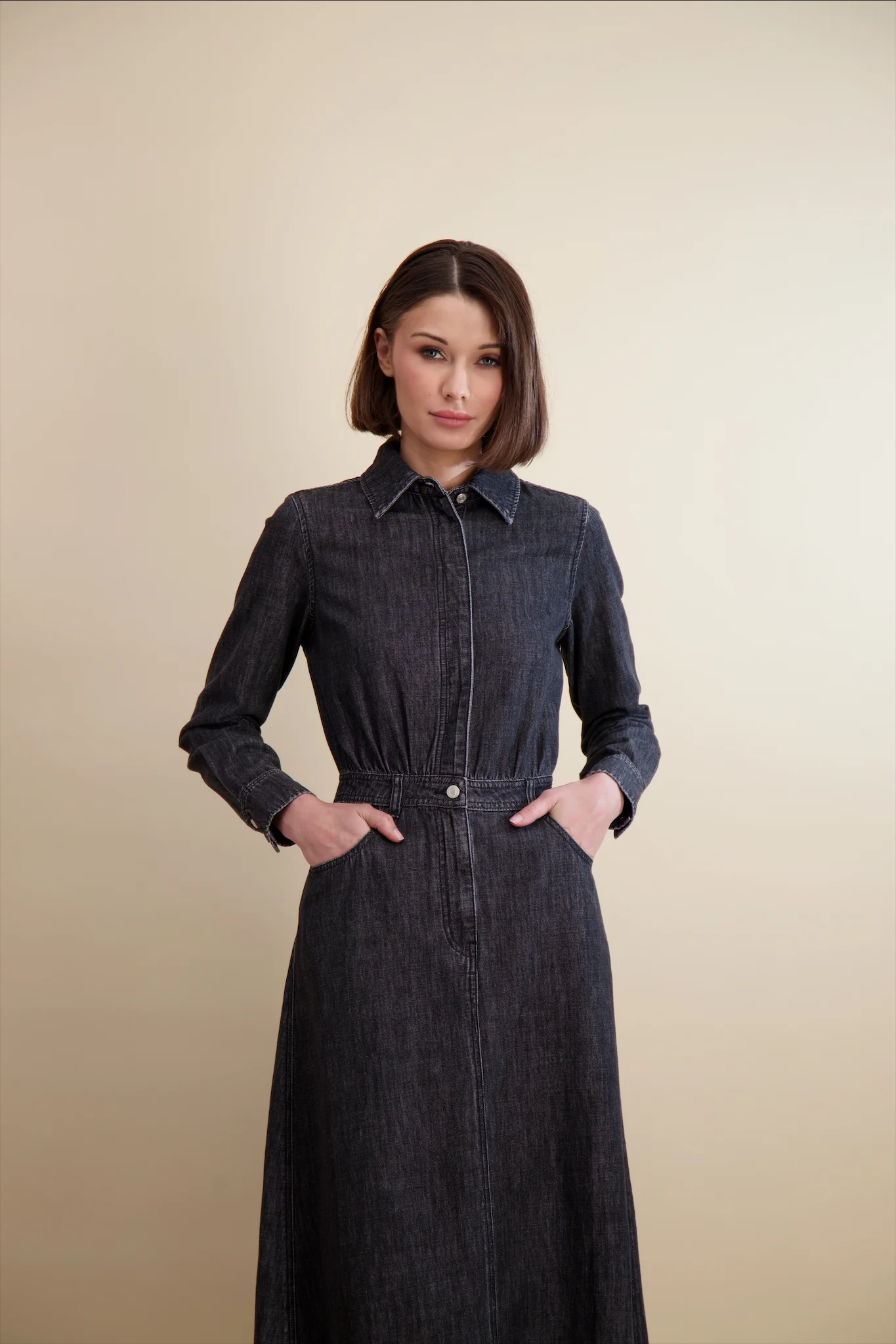 Pashmina Denim Utility Dress Black Denim - Image 3