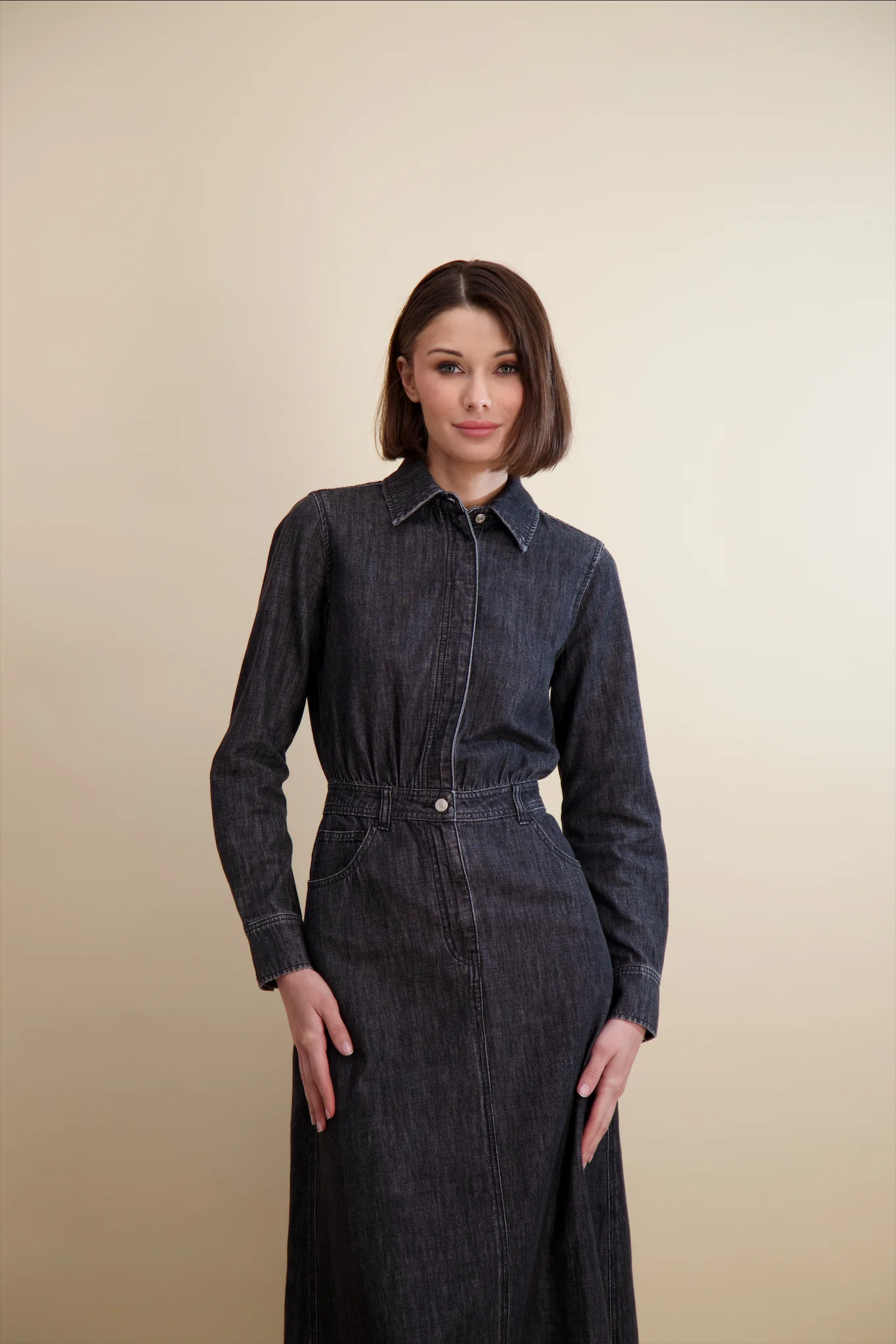 Pashmina Denim Utility Dress Black Denim - Image 6