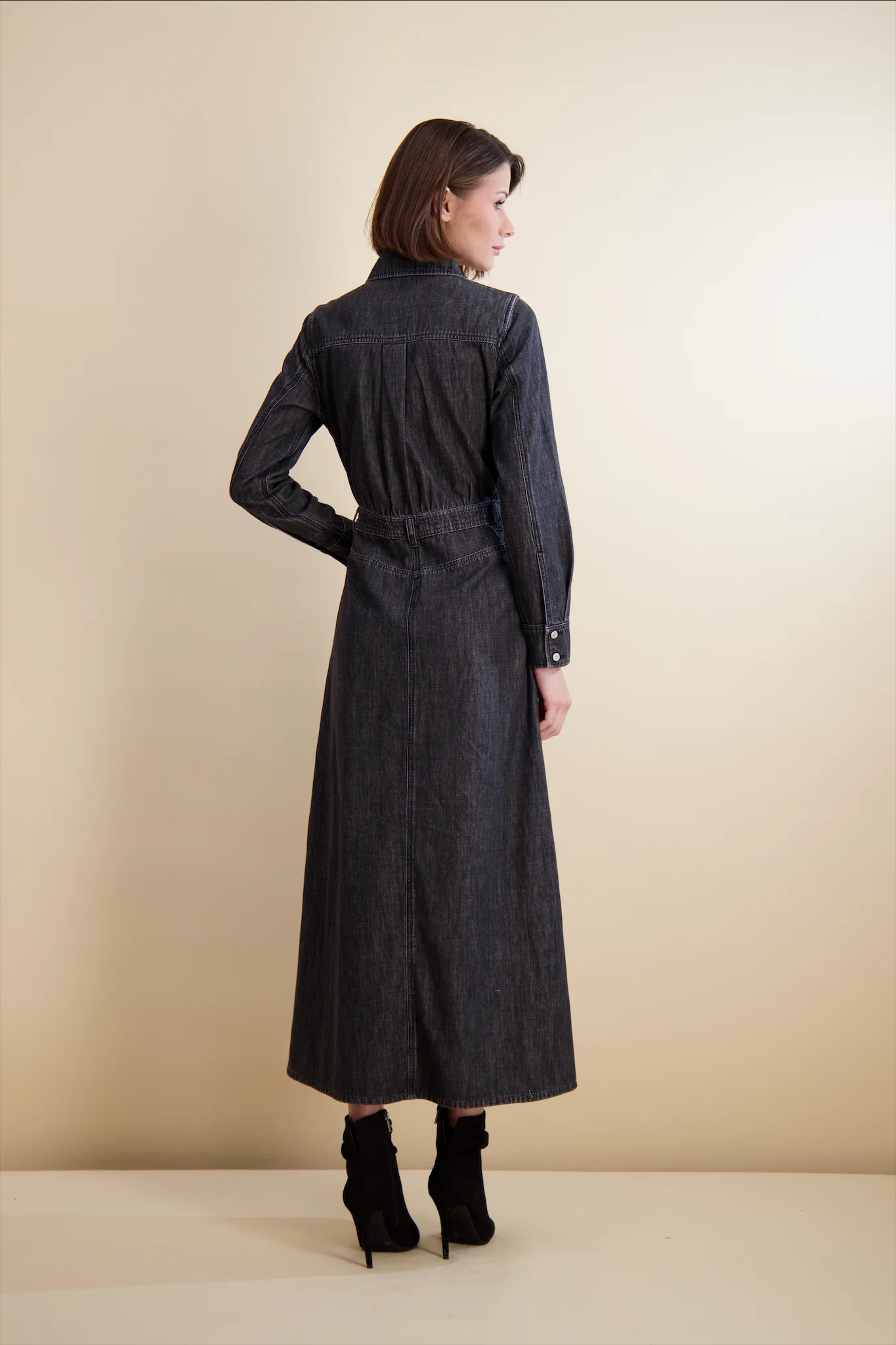 Pashmina Denim Utility Dress Black Denim - Image 7