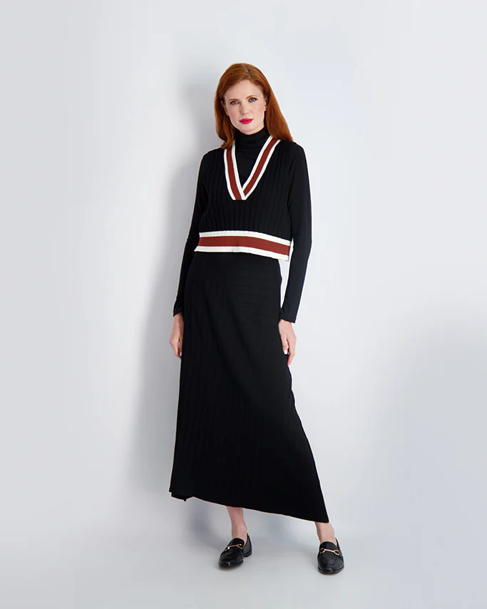 Pashmina Knit Rib Skirt Black - Image 2
