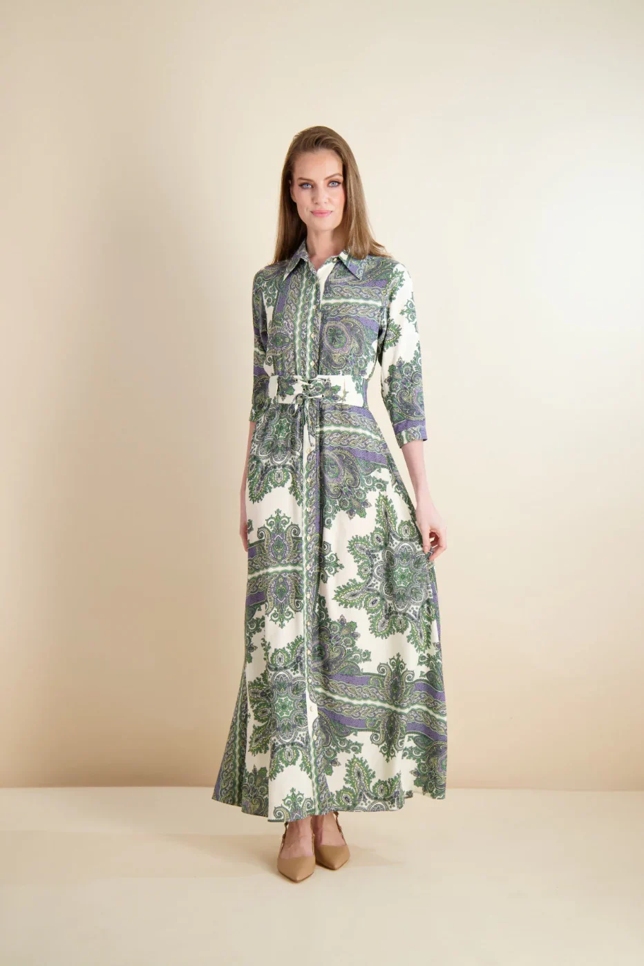Pashmina Laced Waist Maxi Print - Image 3