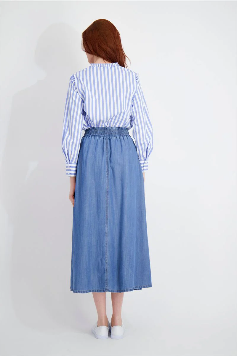 Pashmina Lyocell Stitch Skirt Denim - Image 3