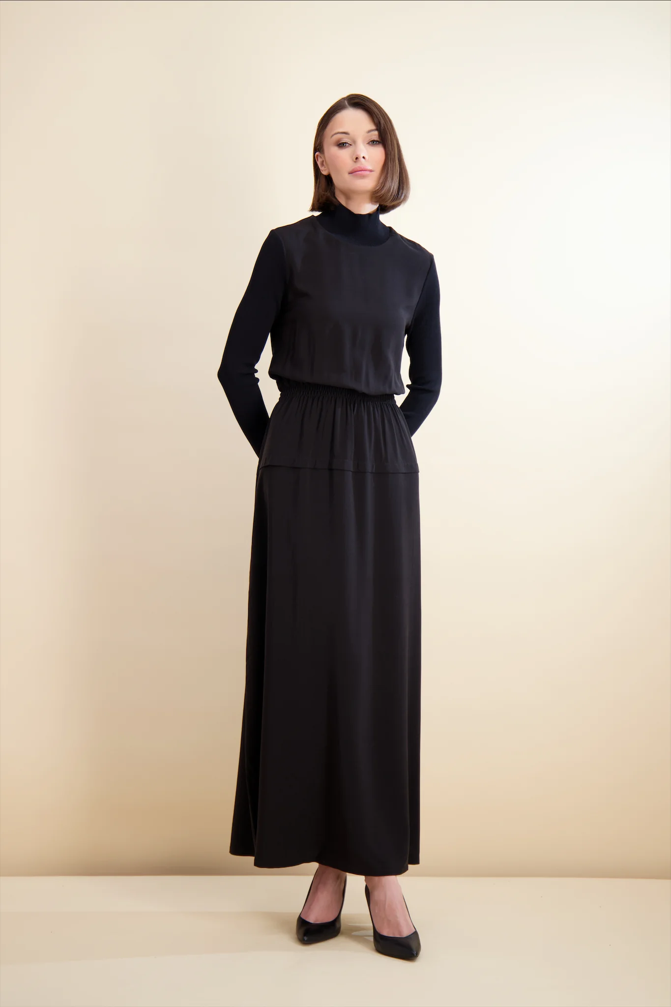 Pashmina Mock Neck Cinched Maxi - Image 4