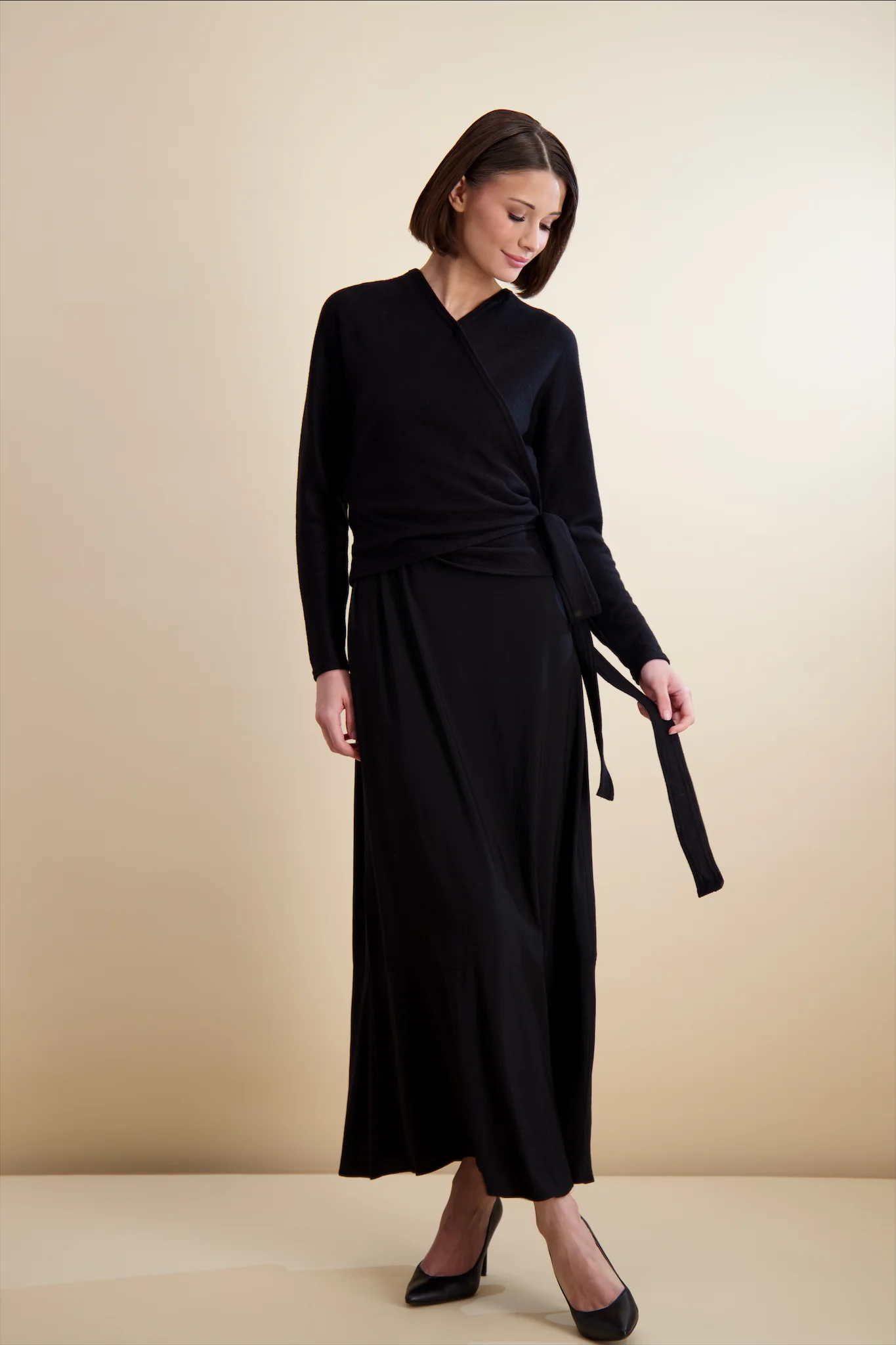 Pashmina Wrap Overlay Maxi Black