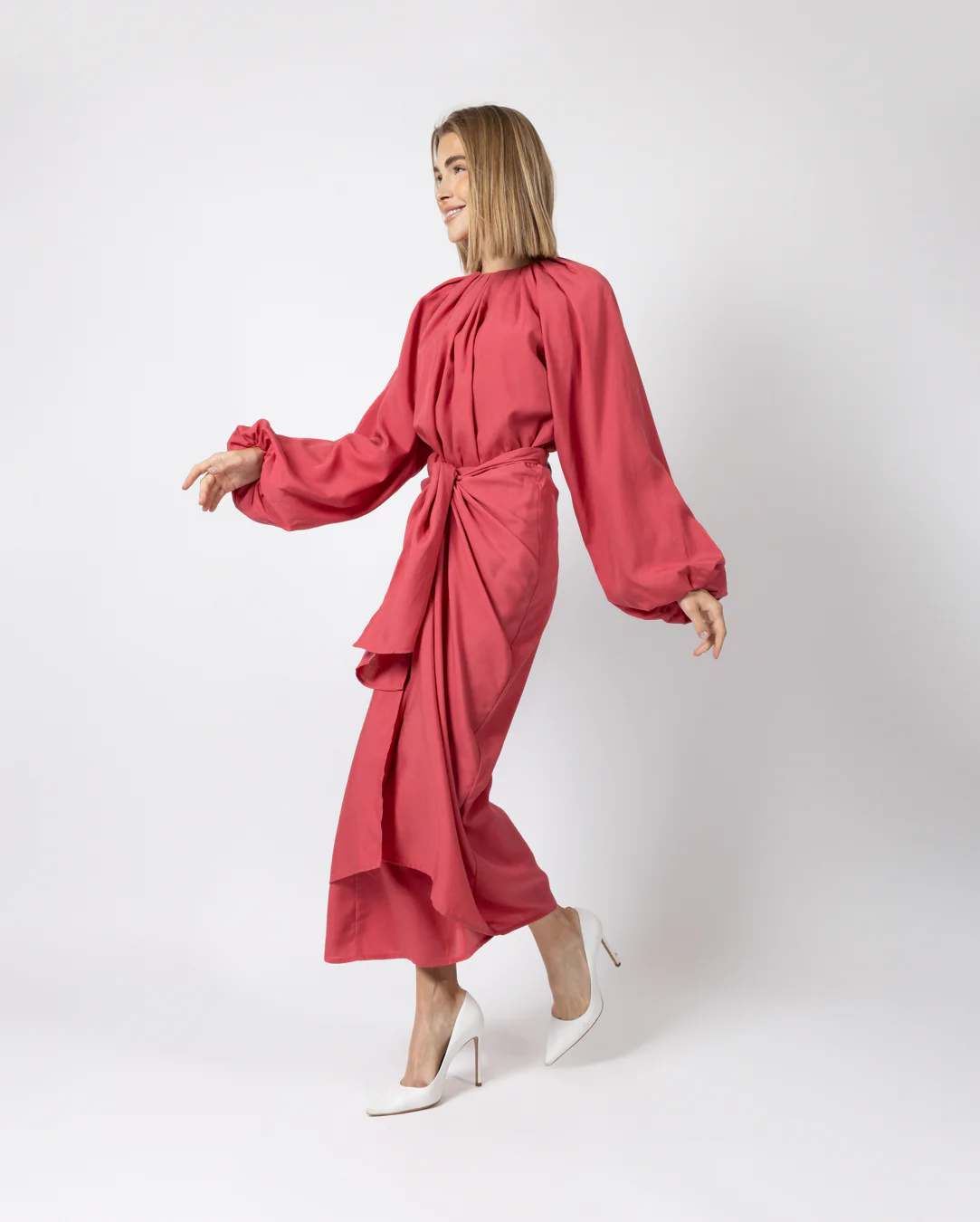 Pink Front Tie Linen Skirt - Image 2