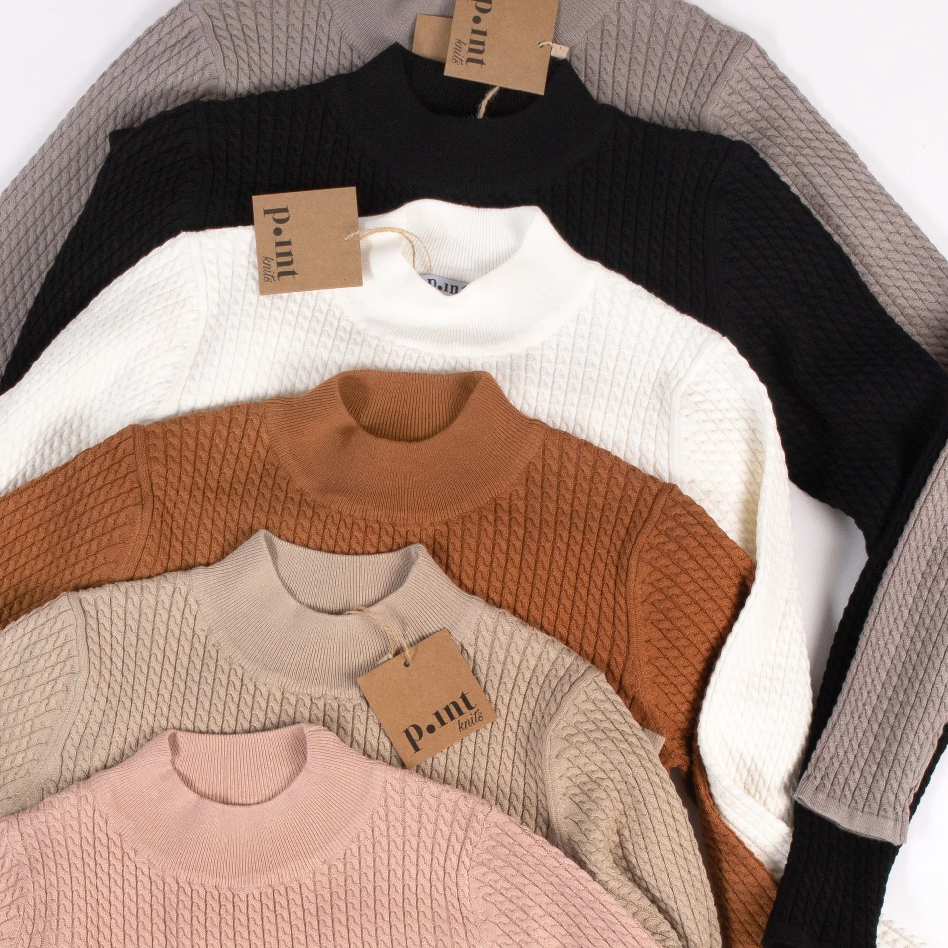 Point Cable Knit Mock Neck - Image 5