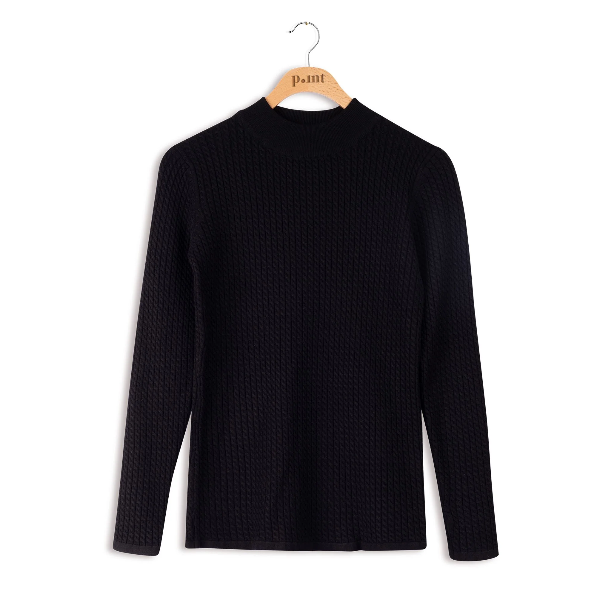 Point Cable Knit Mock Neck - Image 8