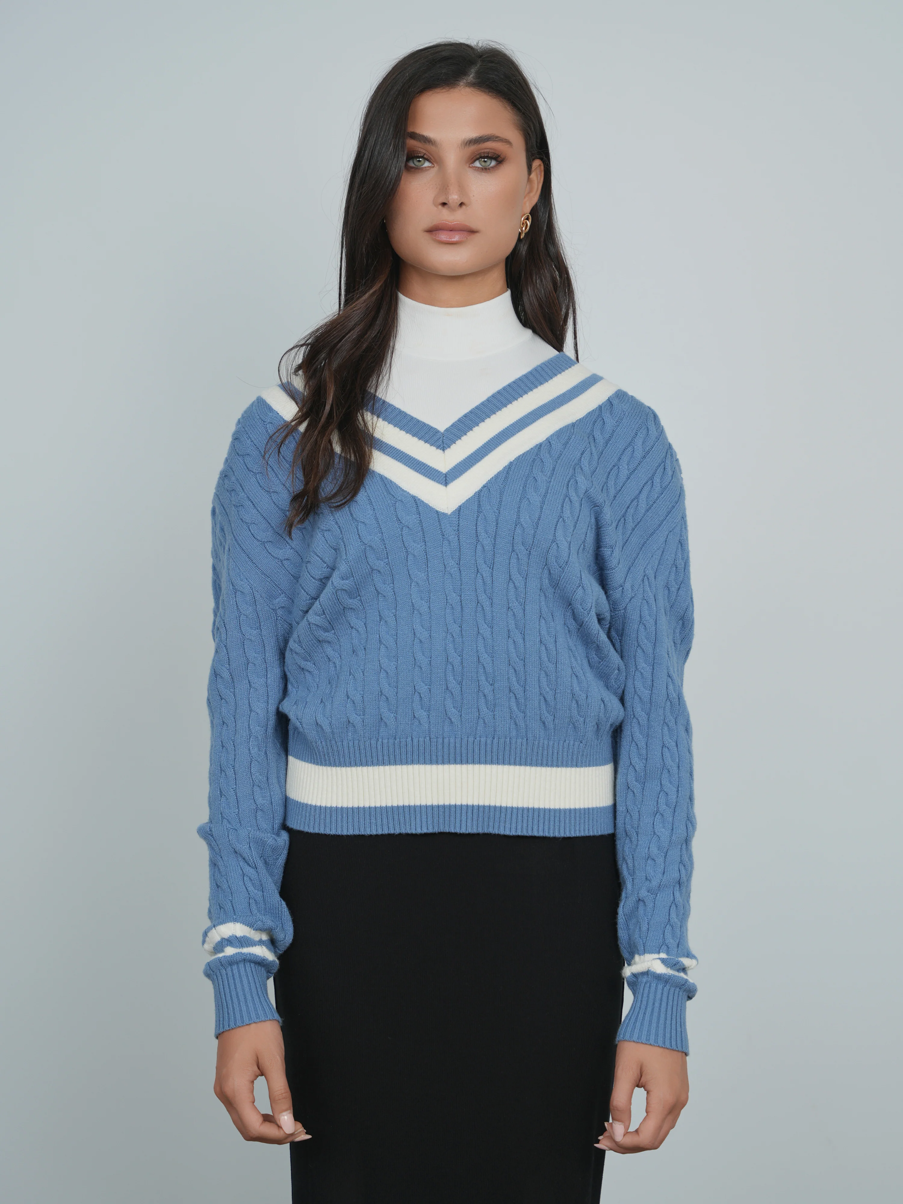 Point Chunky Knit Varsity Sweater - Image 2