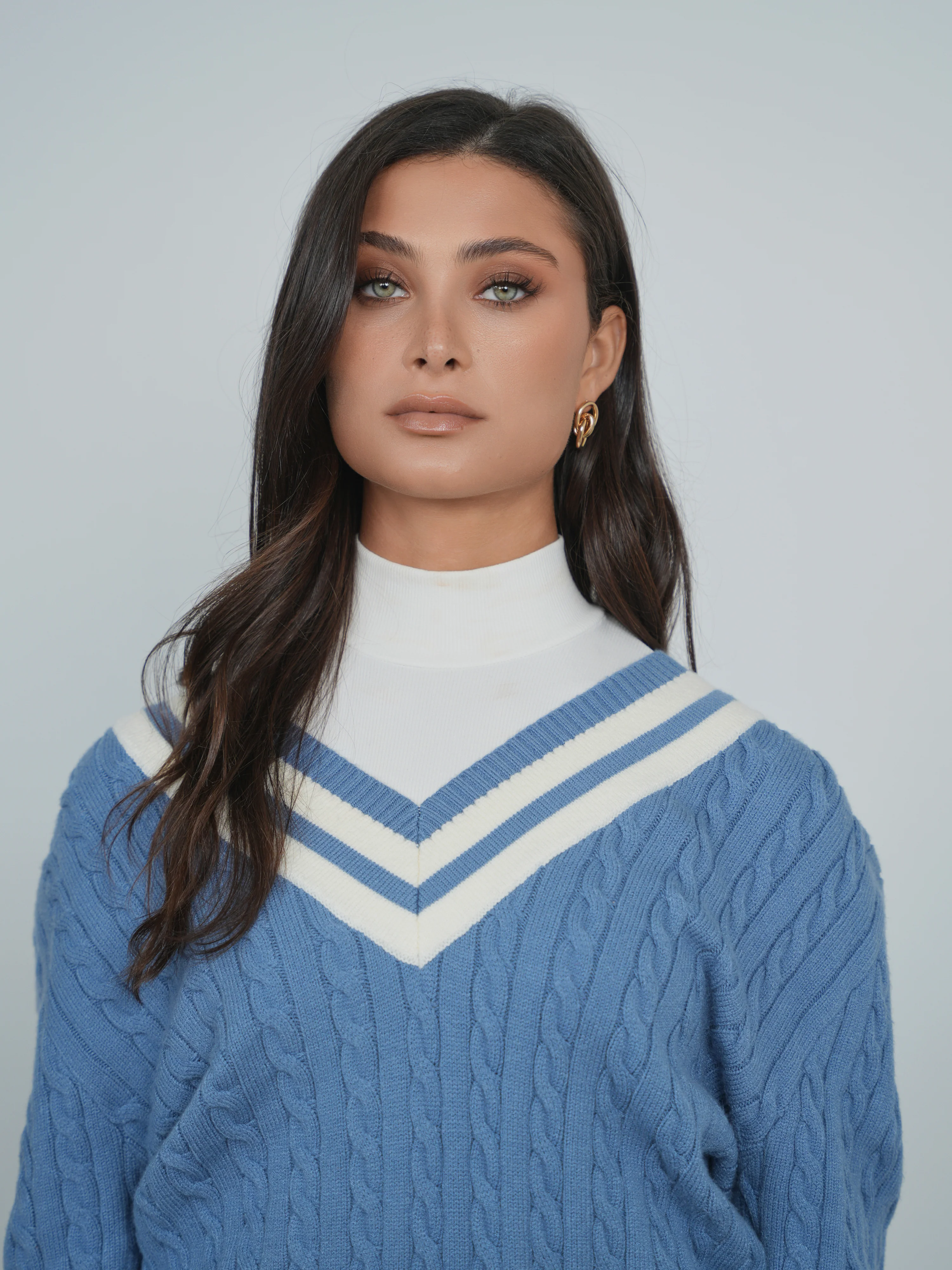 Point Chunky Knit Varsity Sweater - Image 4