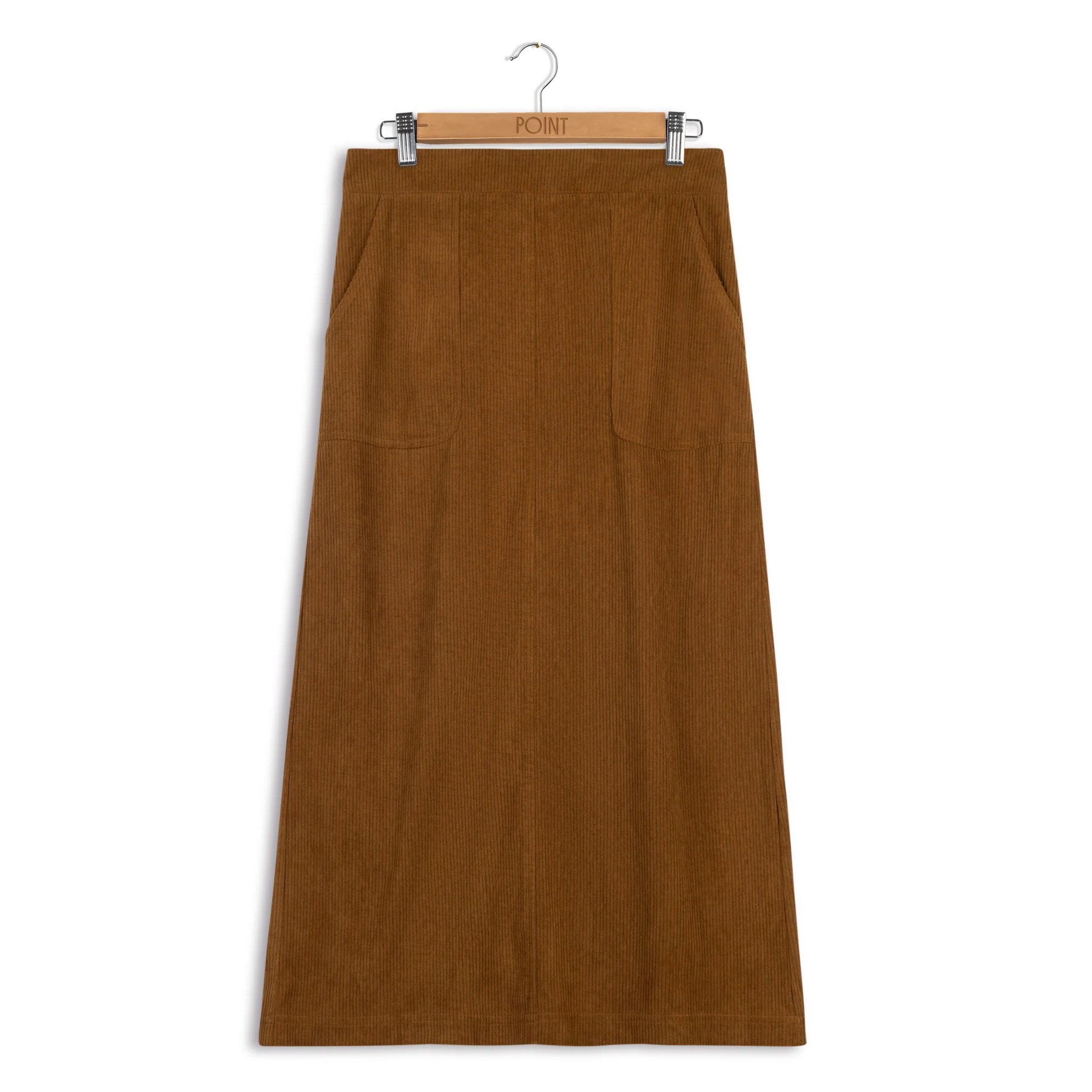 Point Corduroy Straight Skirt Chestnut