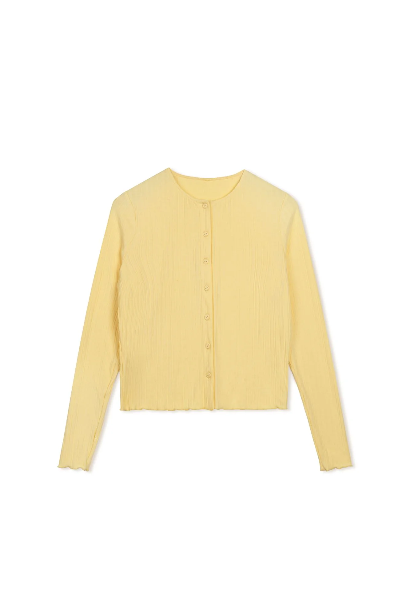 Point Lettuce Edge Ribbed Cardi