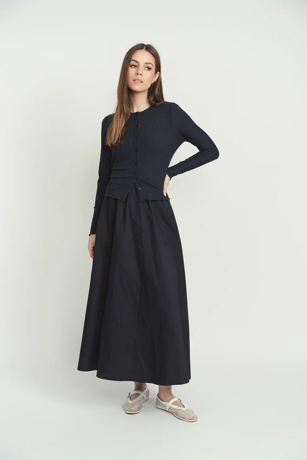 Point Lettuce Edge Ribbed Cardi - Image 3