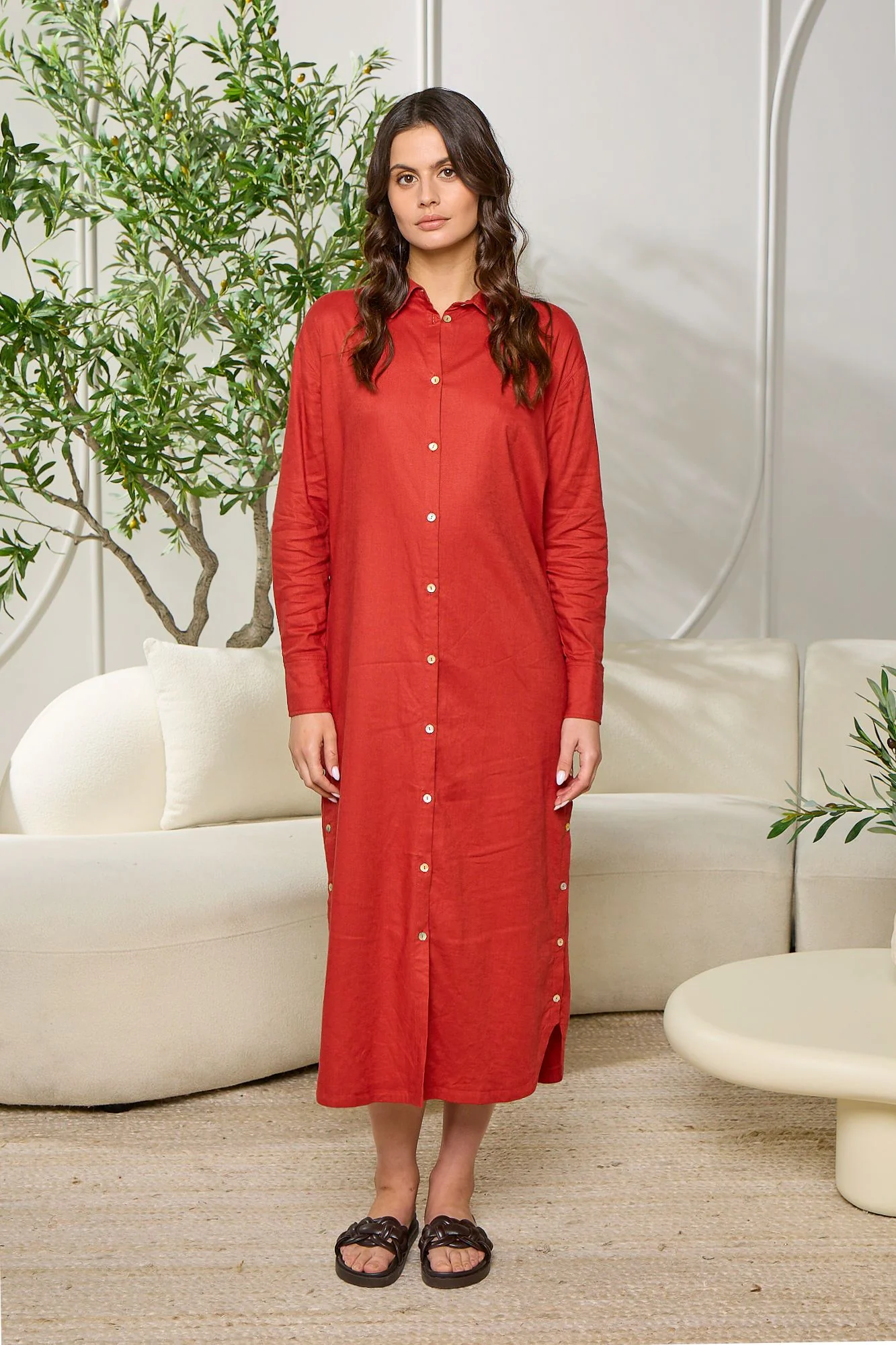 Point Linen Shirt Dress - Image 4