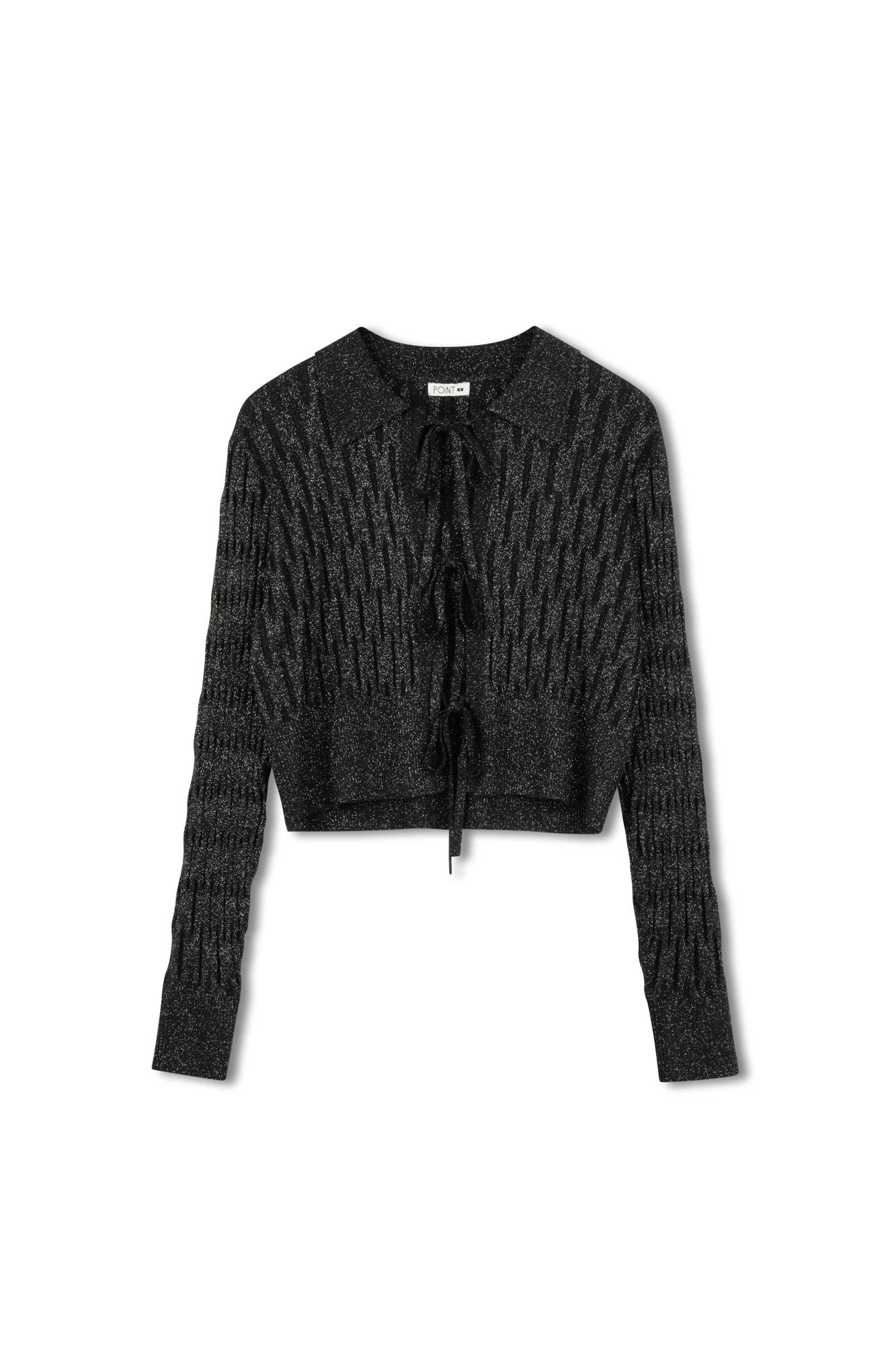 Point Metallic Knit Bow Cardi - Image 3